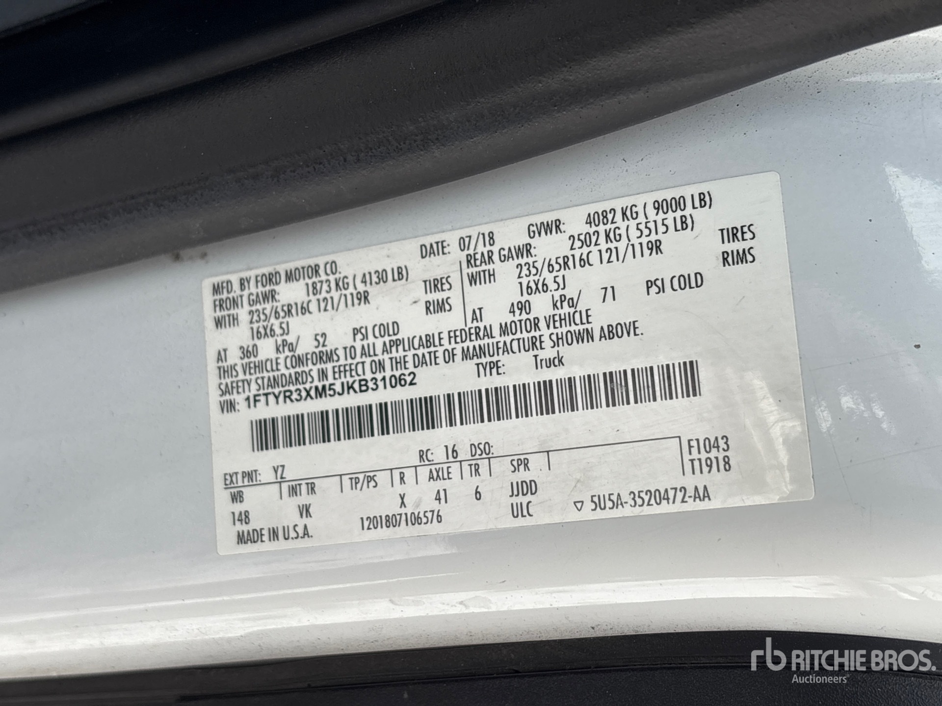 General Appearance with Serial Number / VIN