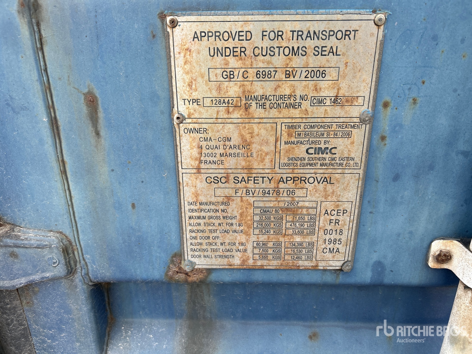 General Appearance with Serial Number / VIN