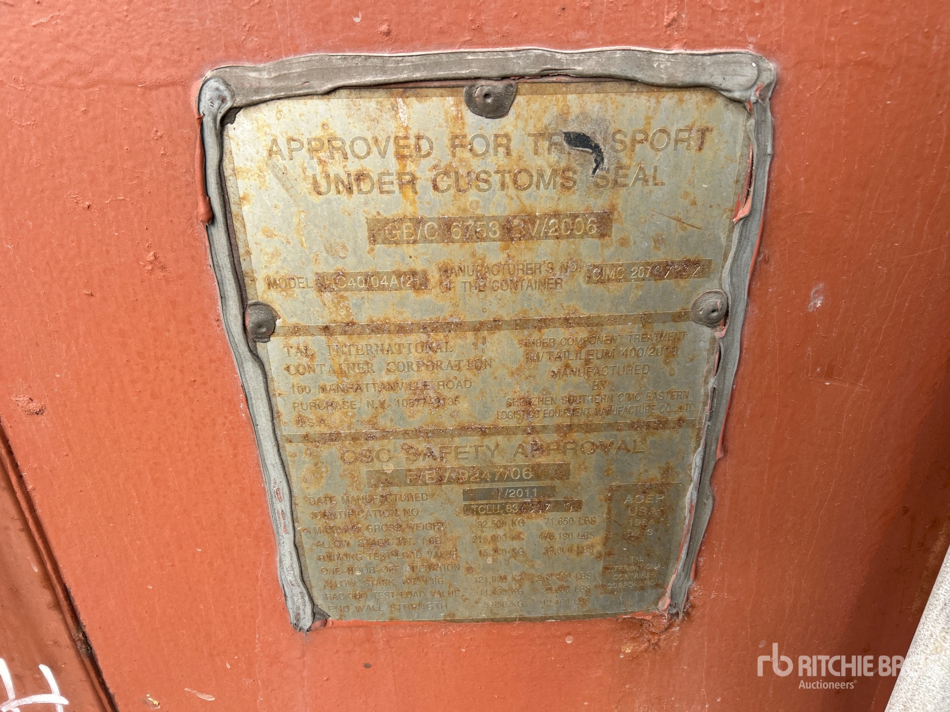 General Appearance with Serial Number / VIN