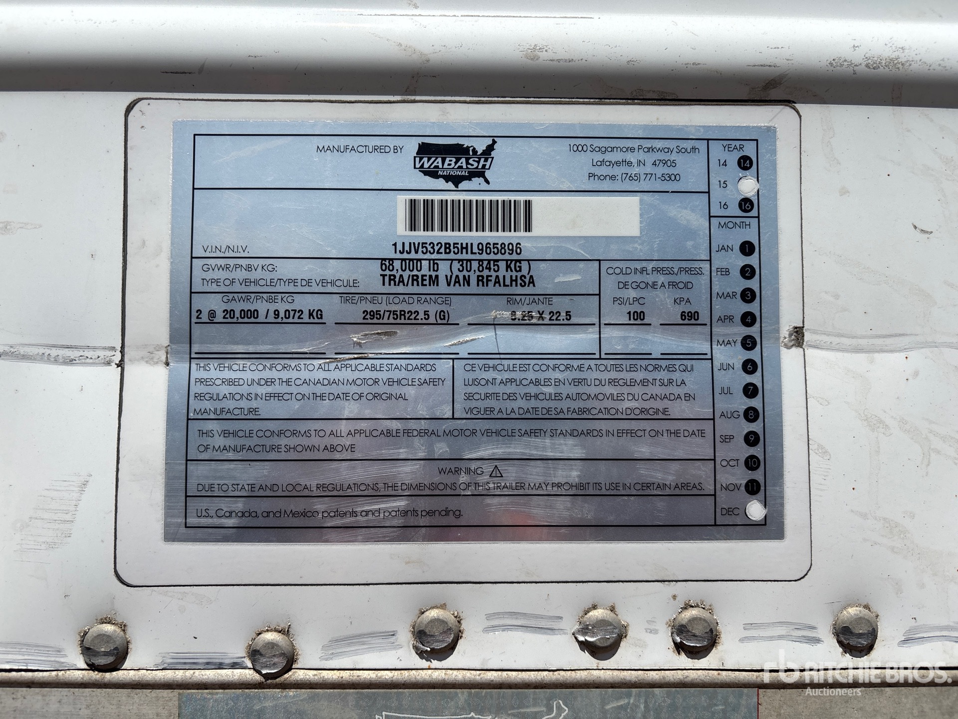 General Appearance with Serial Number / VIN