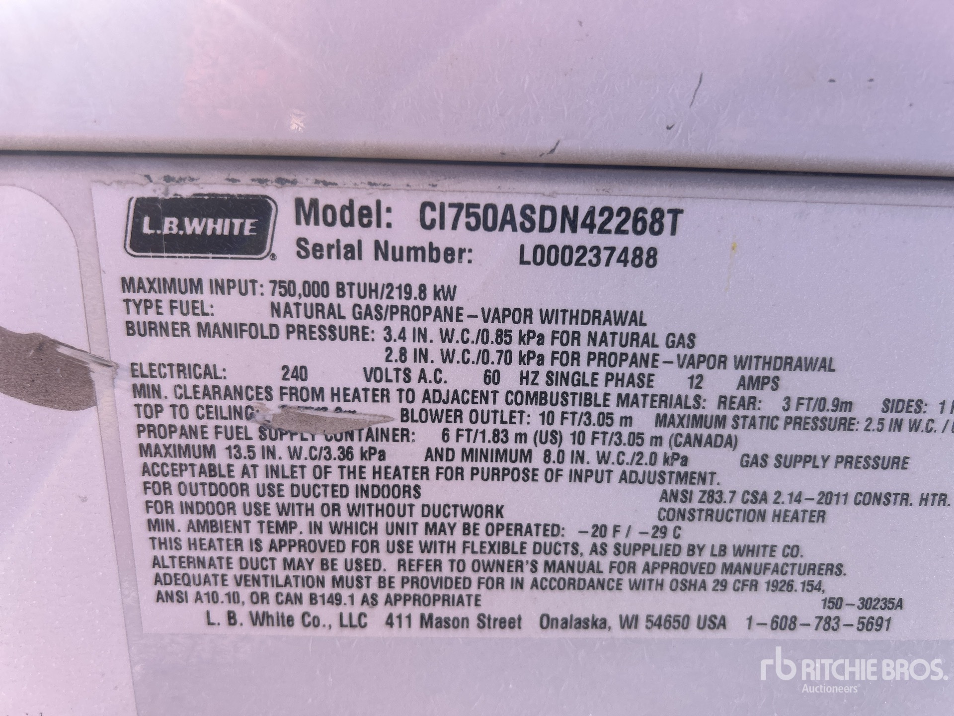 General Appearance with Serial Number / VIN