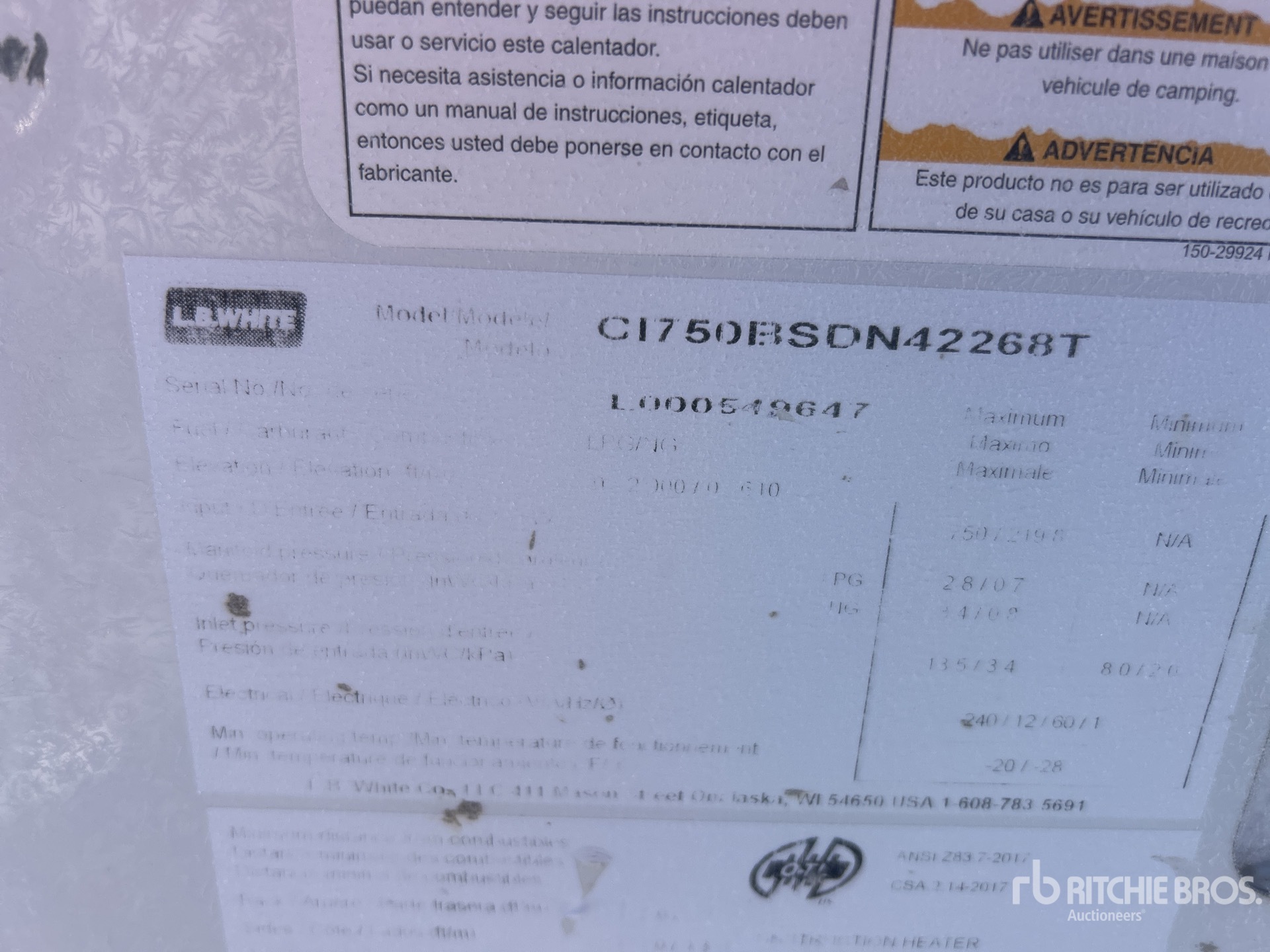 General Appearance with Serial Number / VIN