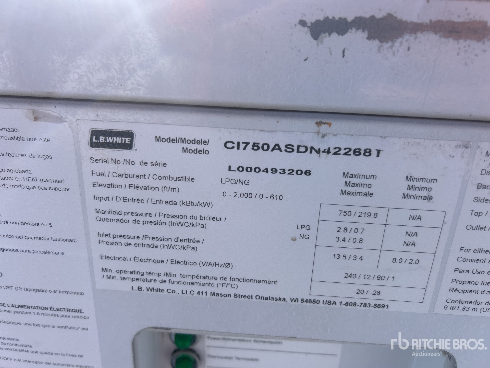 General Appearance with Serial Number / VIN