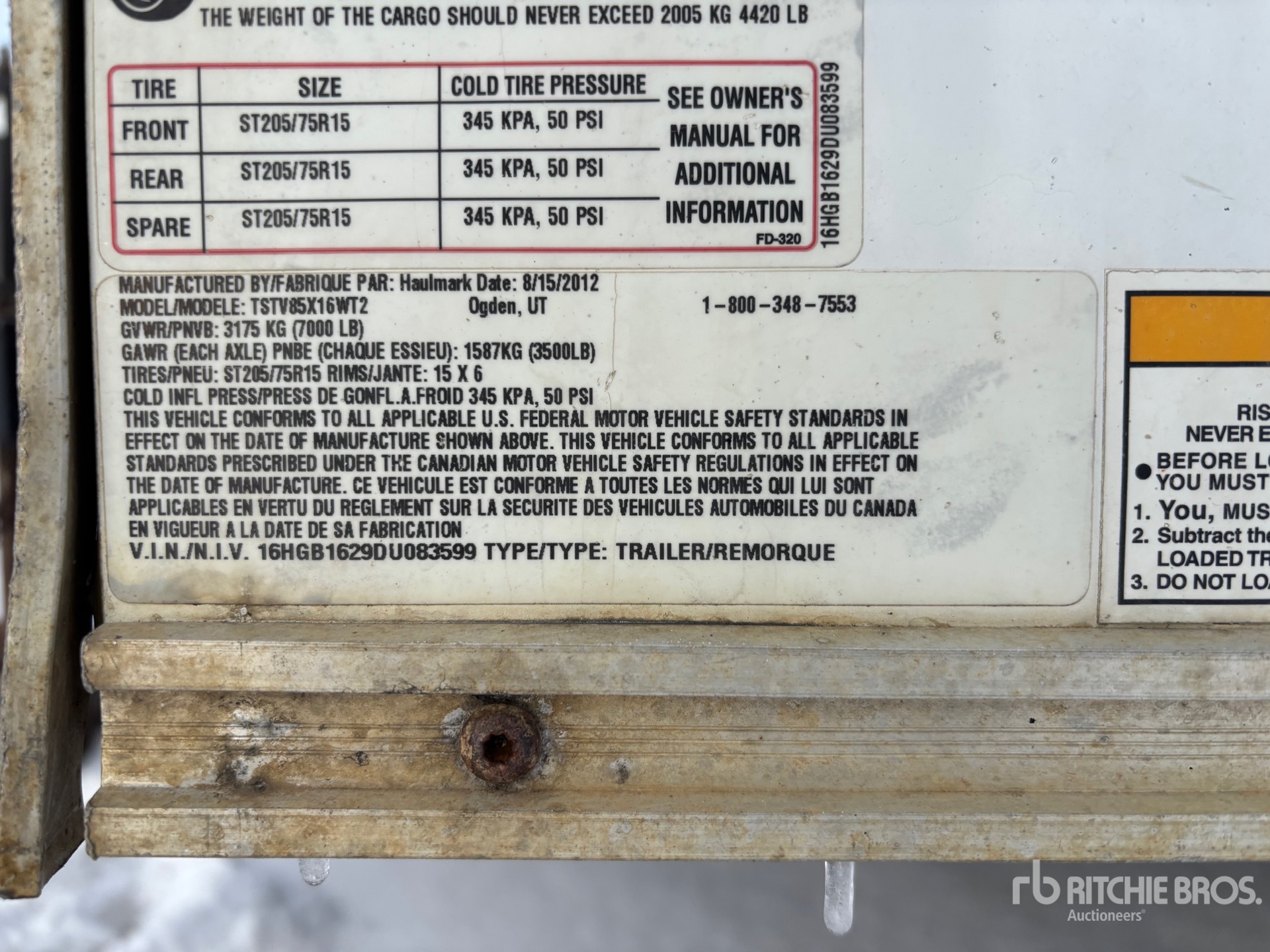 General Appearance with Serial Number / VIN