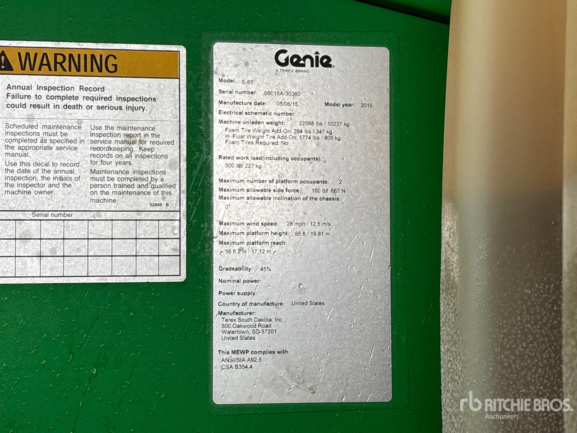 General Appearance with Serial Number / VIN