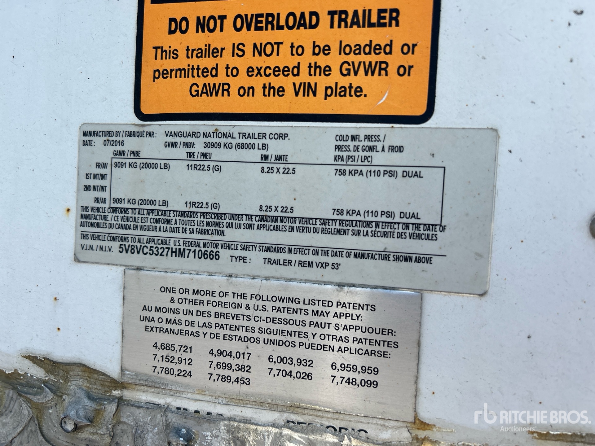 General Appearance with Serial Number / VIN