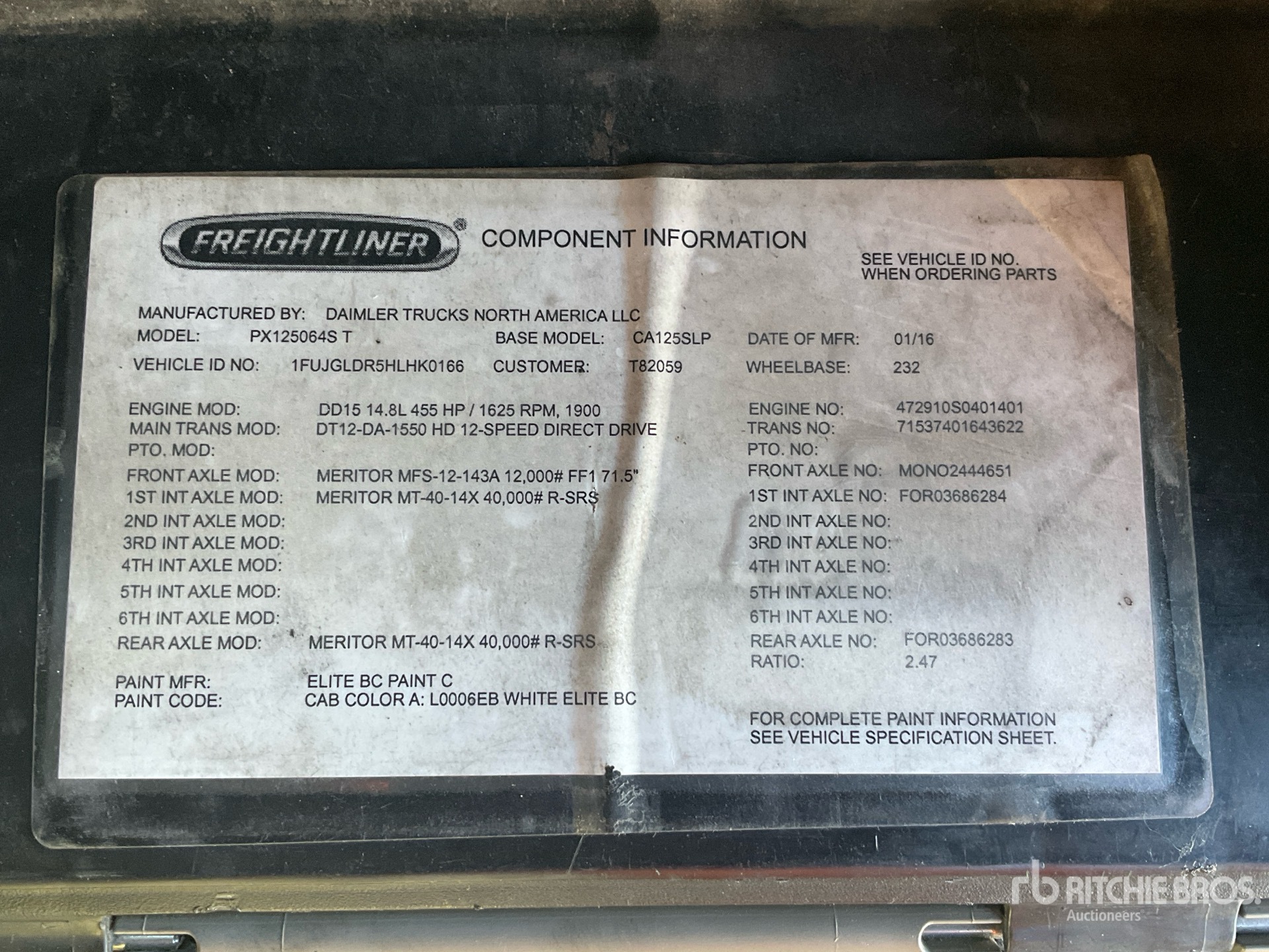 General Appearance with Serial Number / VIN