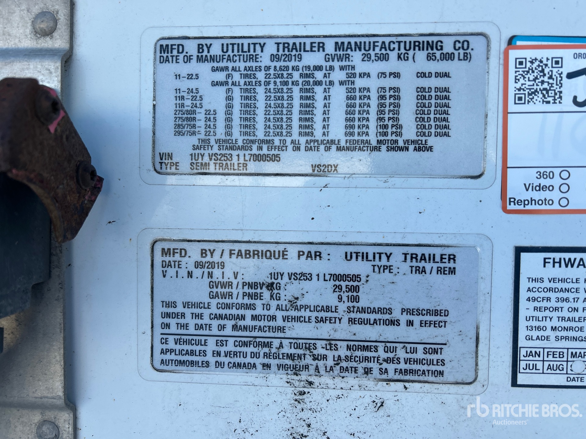 General Appearance with Serial Number / VIN