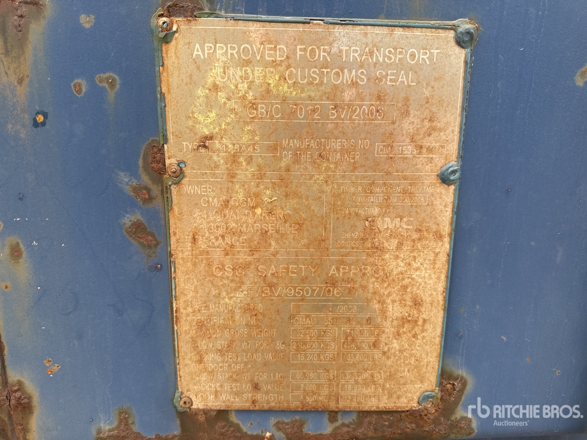 General Appearance with Serial Number / VIN