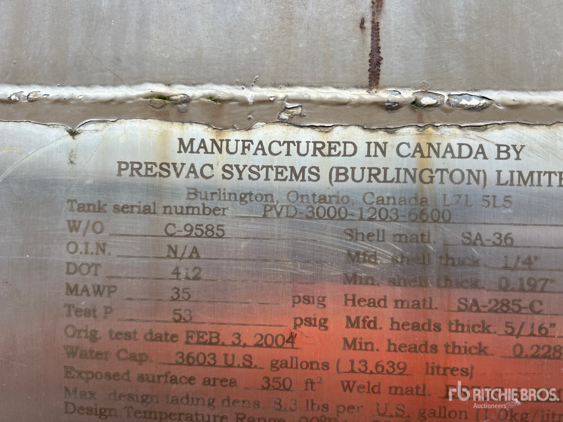 General Appearance with Serial Number / VIN