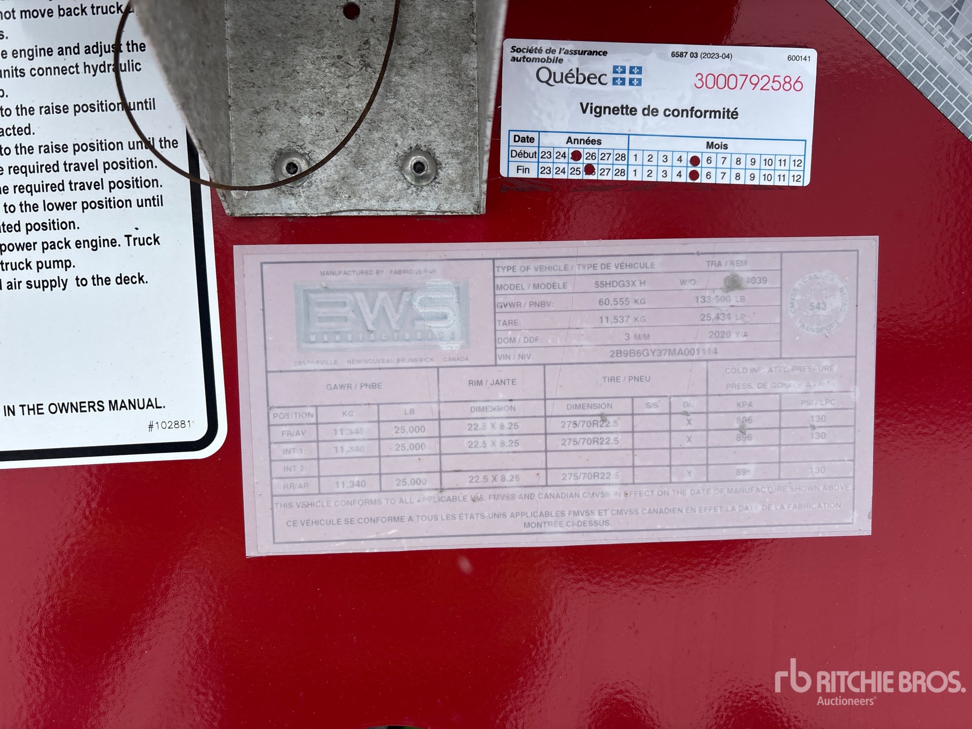 General Appearance with Serial Number / VIN