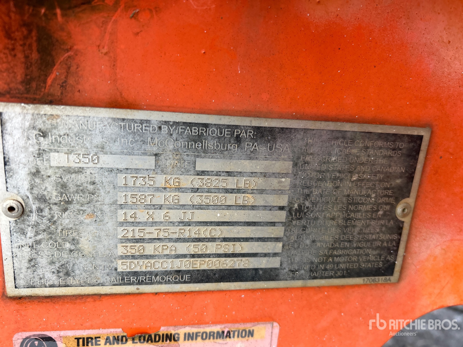 General Appearance with Serial Number / VIN