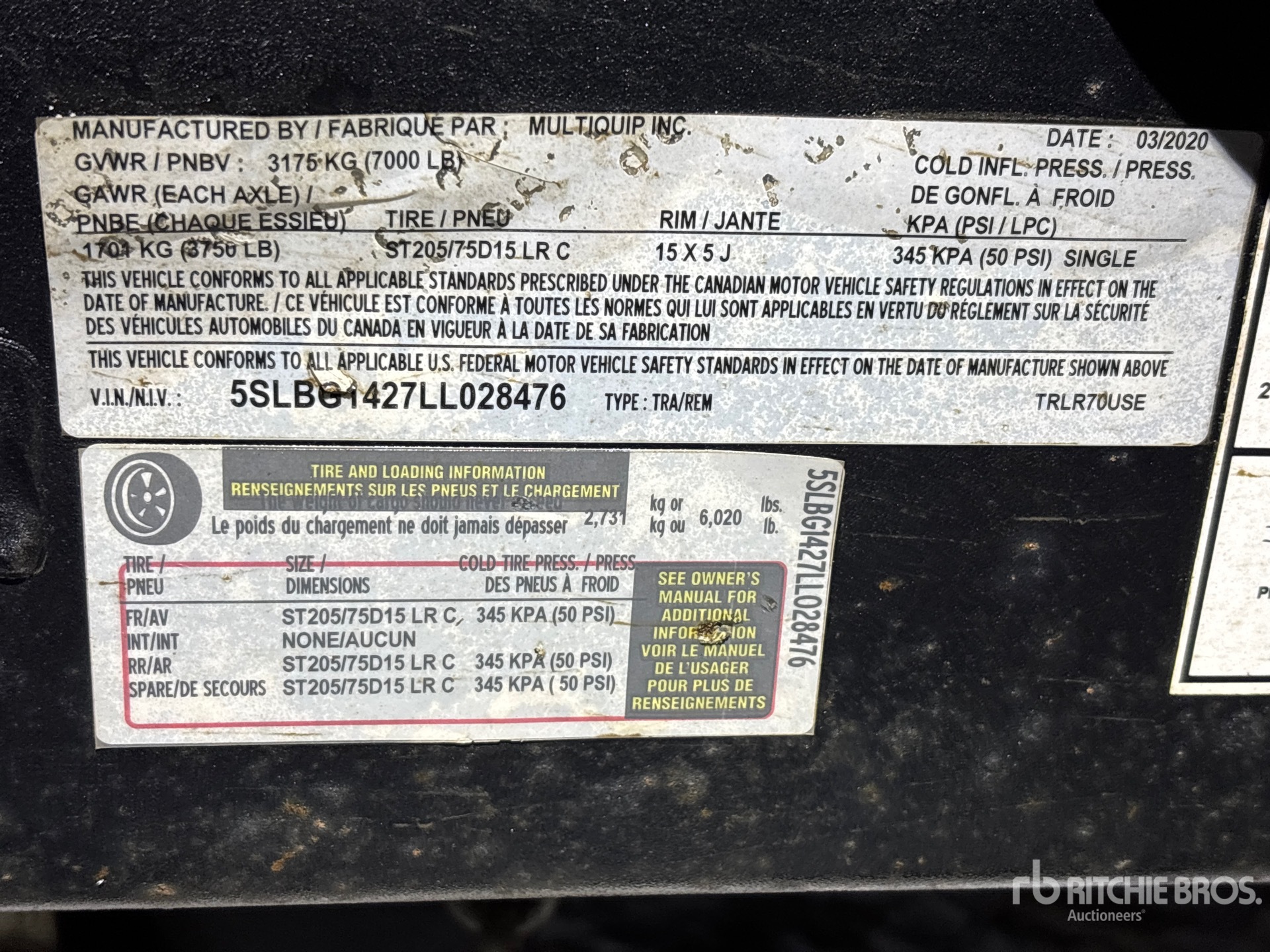 General Appearance with Serial Number / VIN