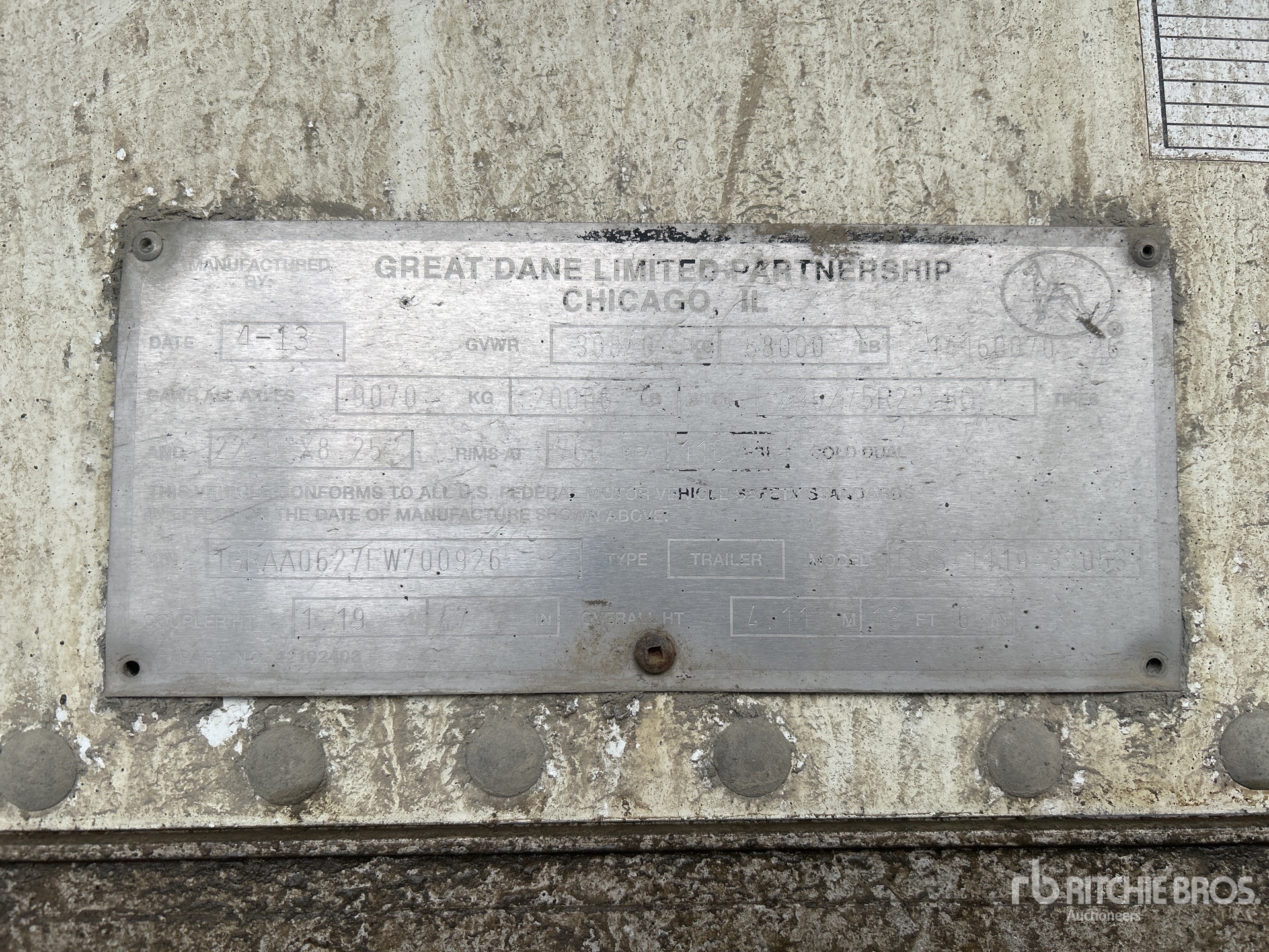 General Appearance with Serial Number / VIN