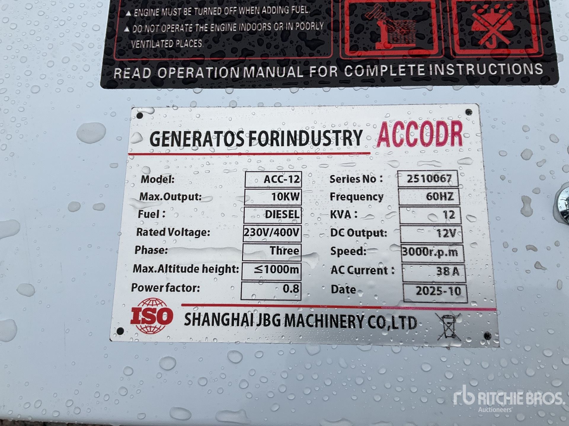 General Appearance with N.º de serie/VIN