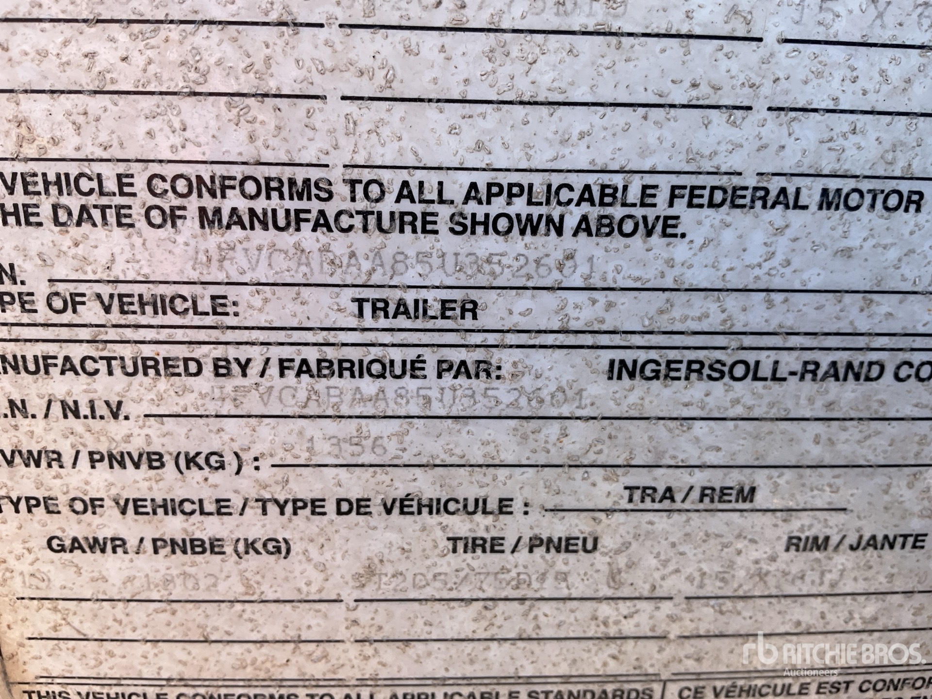 General Appearance with Serial Number / VIN