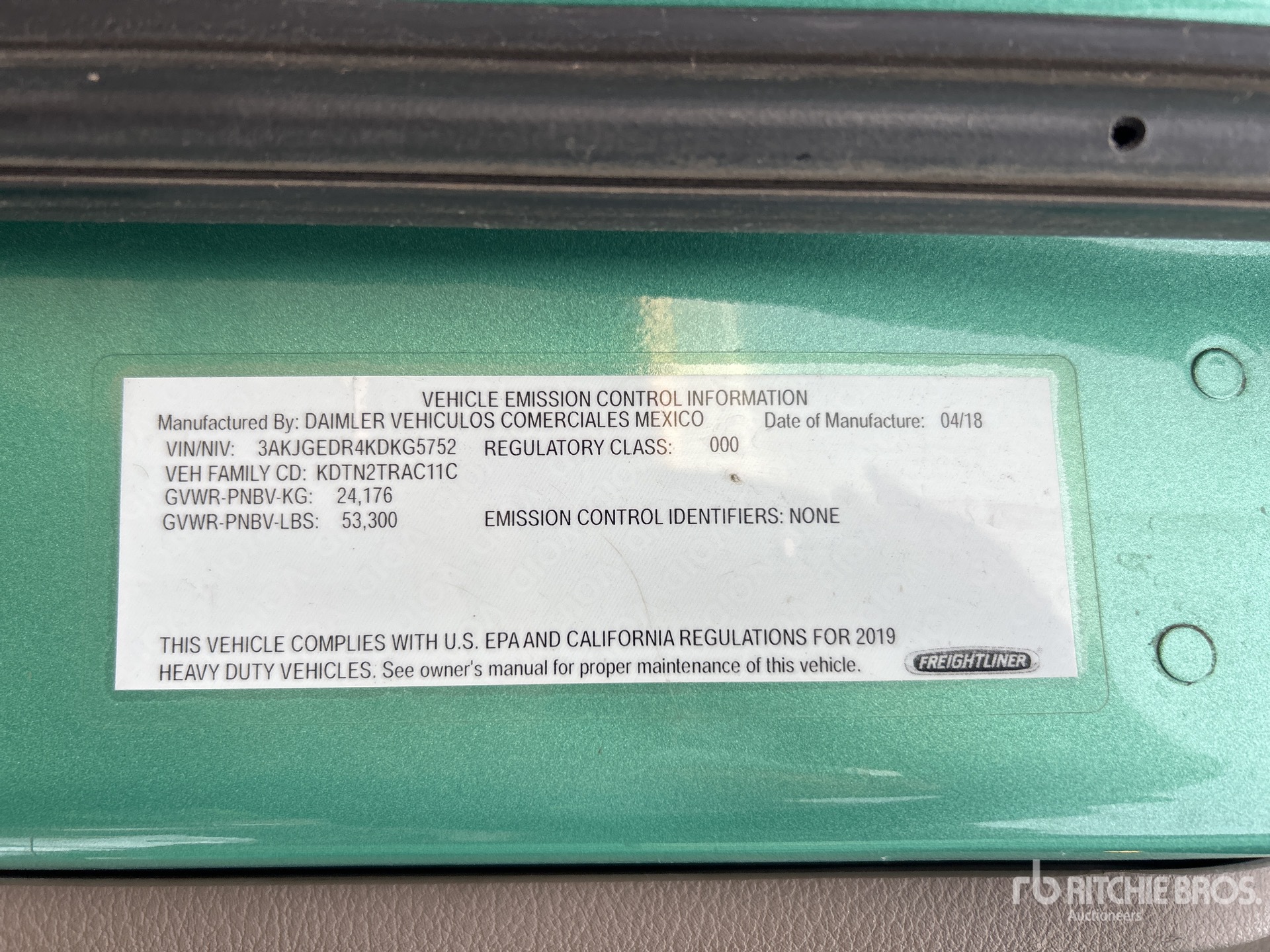 General Appearance with Serial Number / VIN