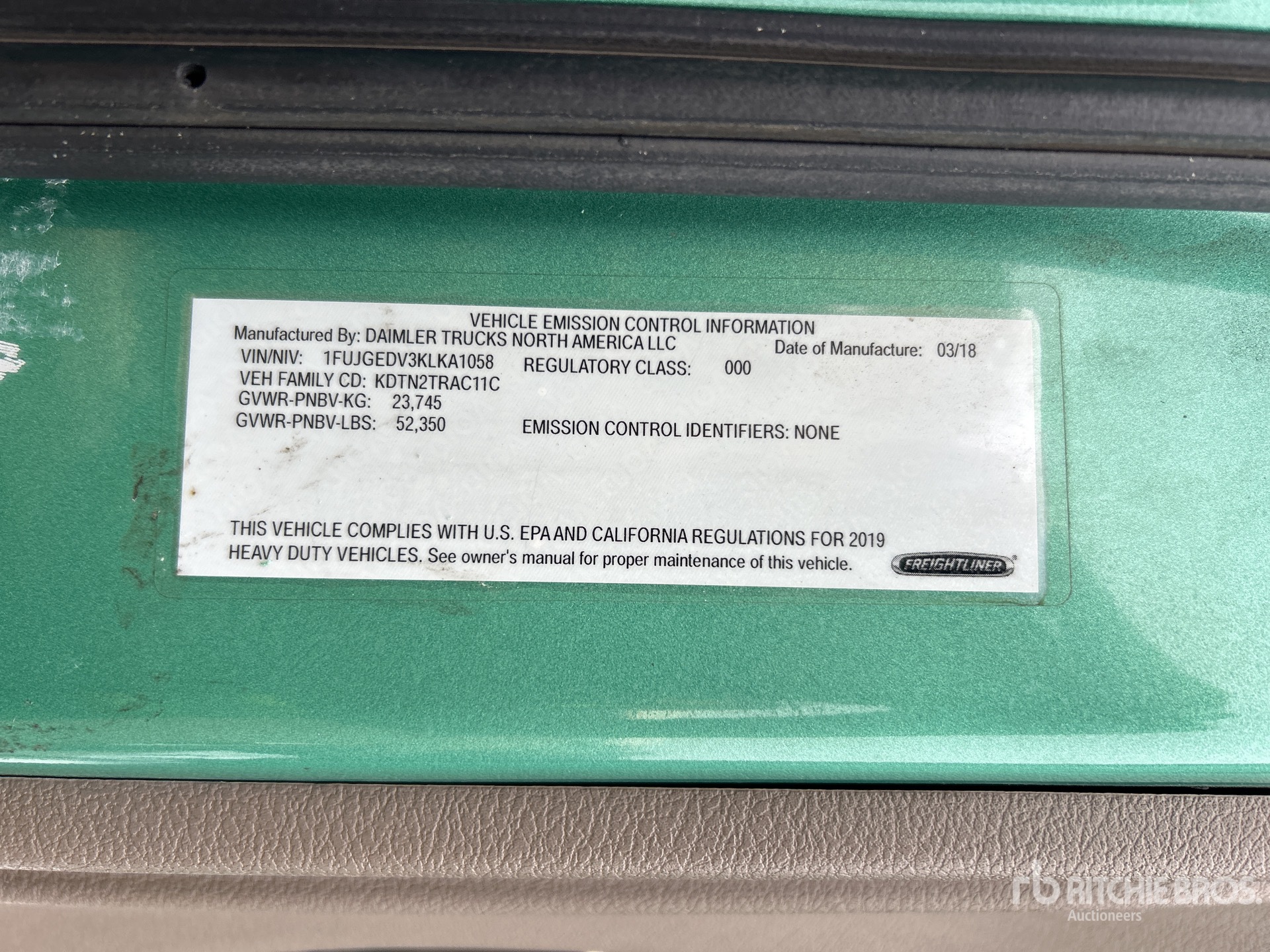 General Appearance with Serial Number / VIN