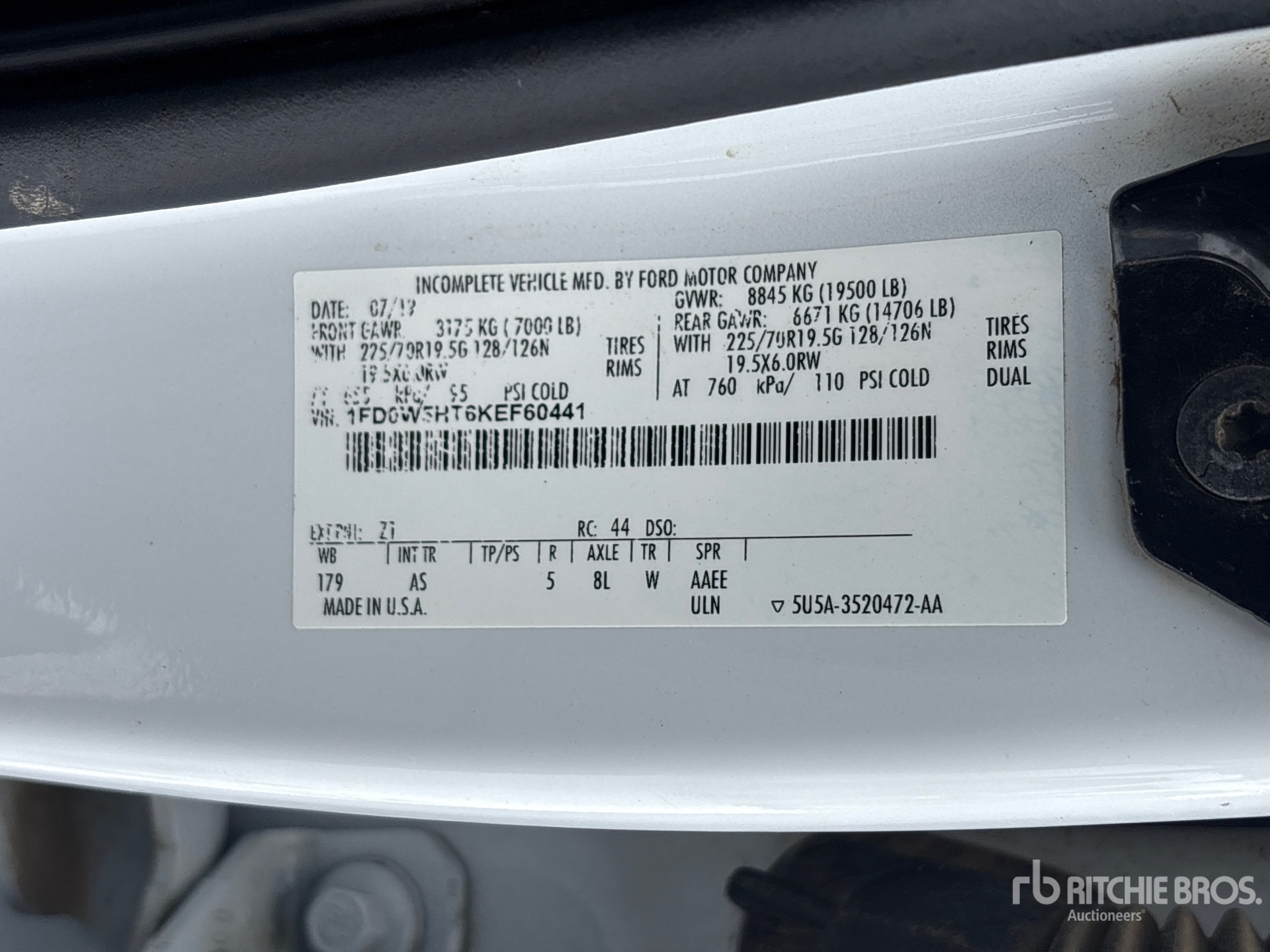 General Appearance with Serial Number / VIN