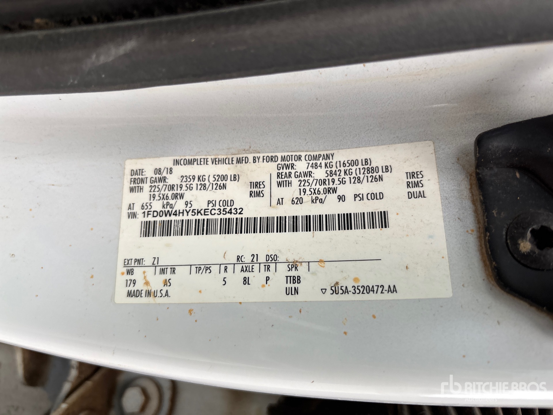 General Appearance with Serial Number / VIN