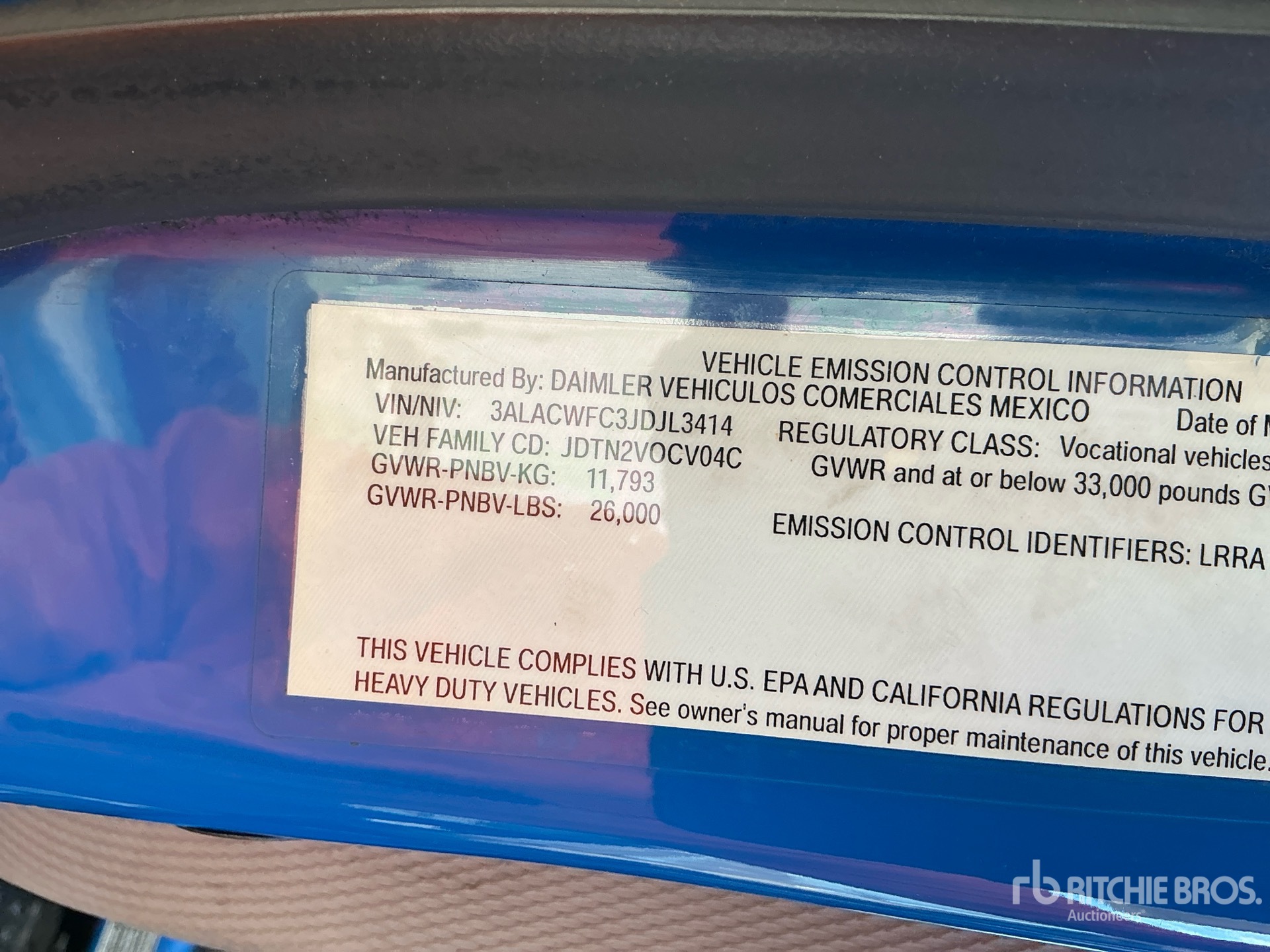 General Appearance with Serial Number / VIN