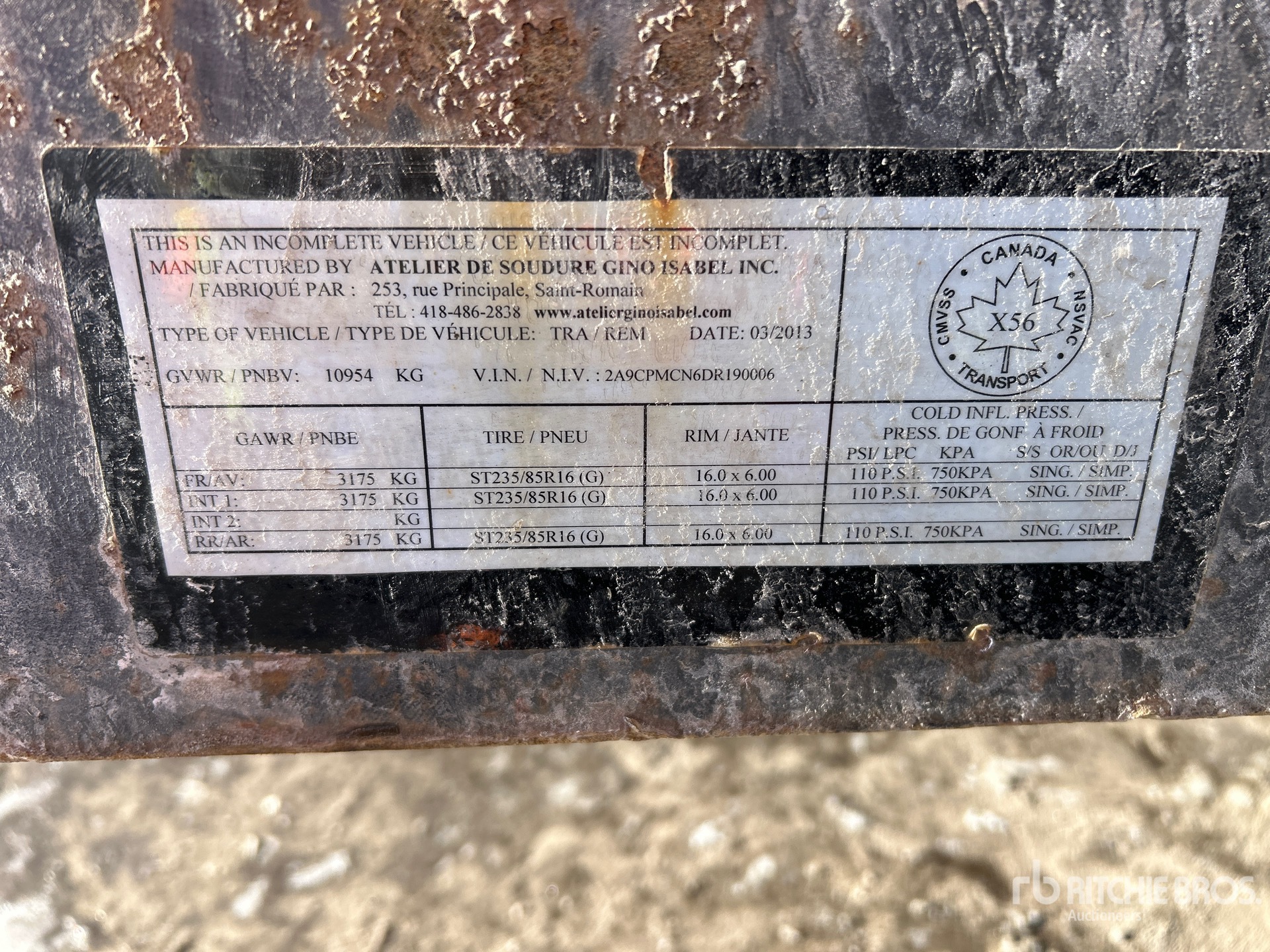 General Appearance with Serial Number / VIN