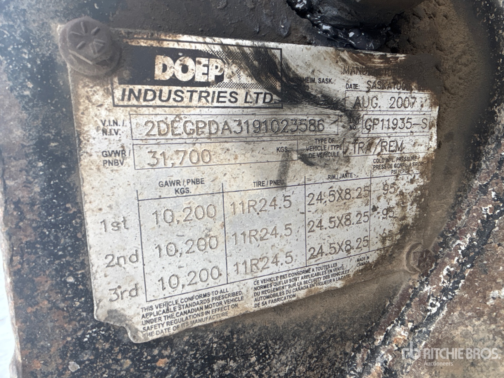 General Appearance with Serial Number / VIN