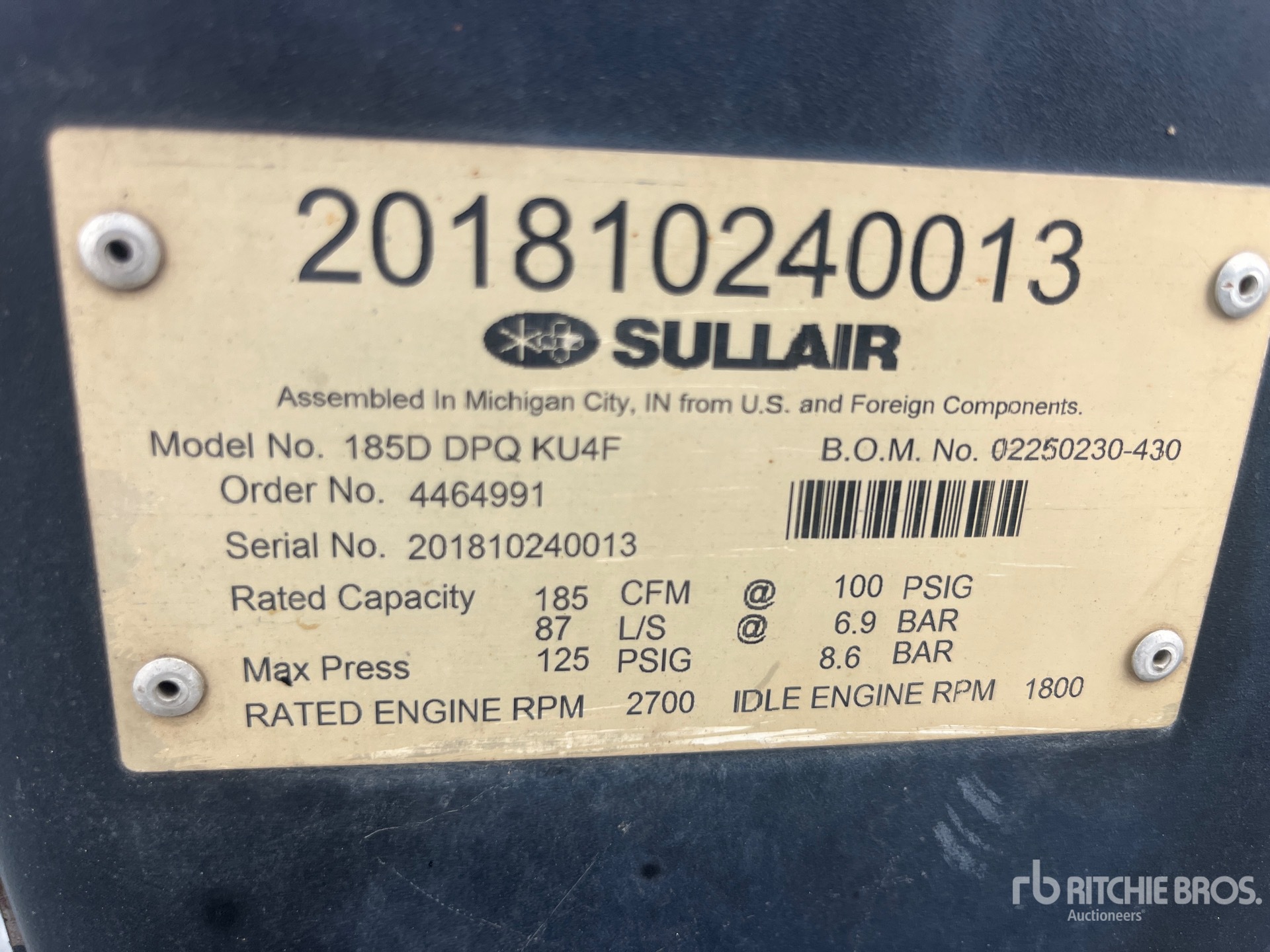 General Appearance with Serial Number / VIN