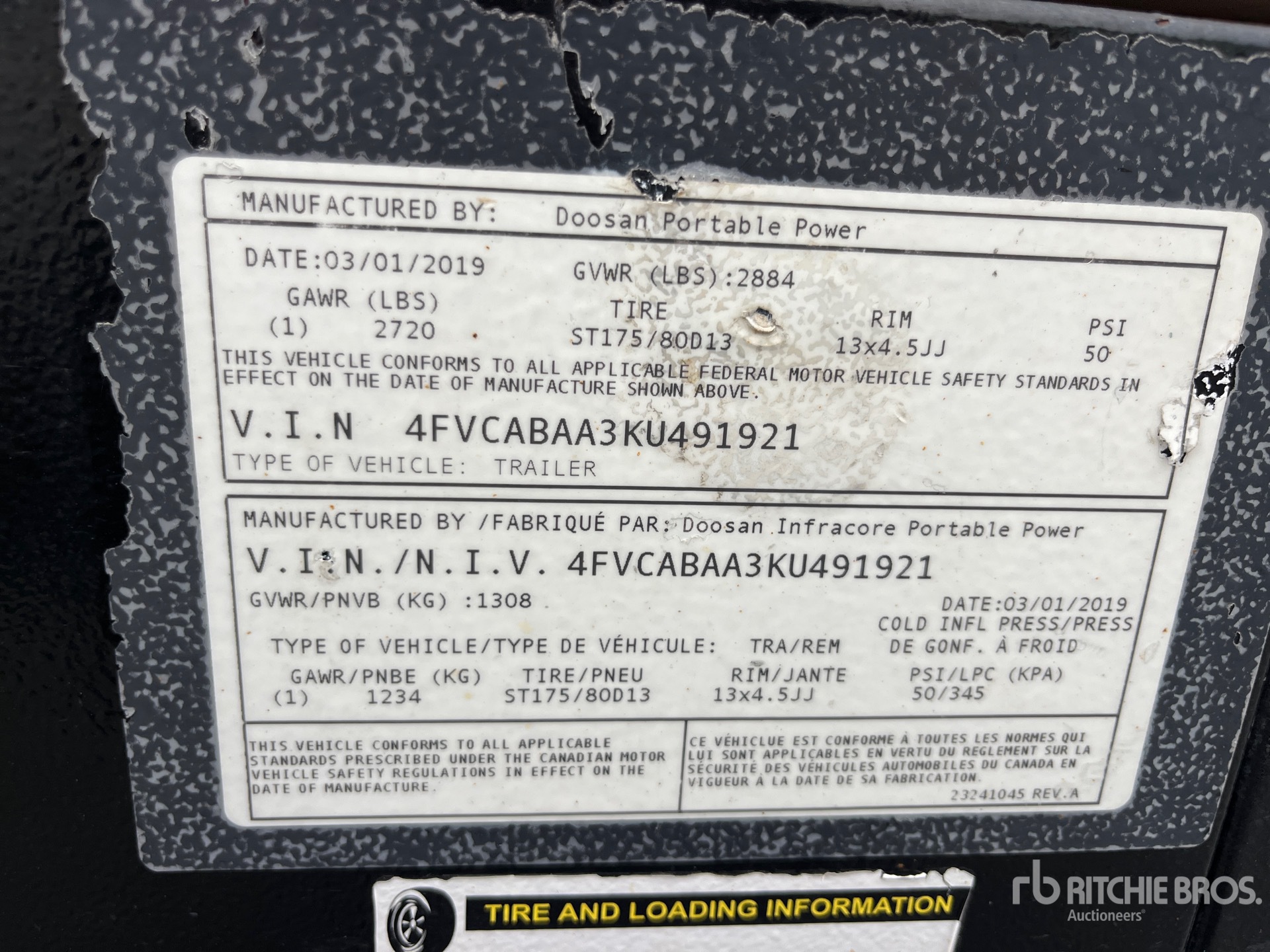 General Appearance with Serial Number / VIN