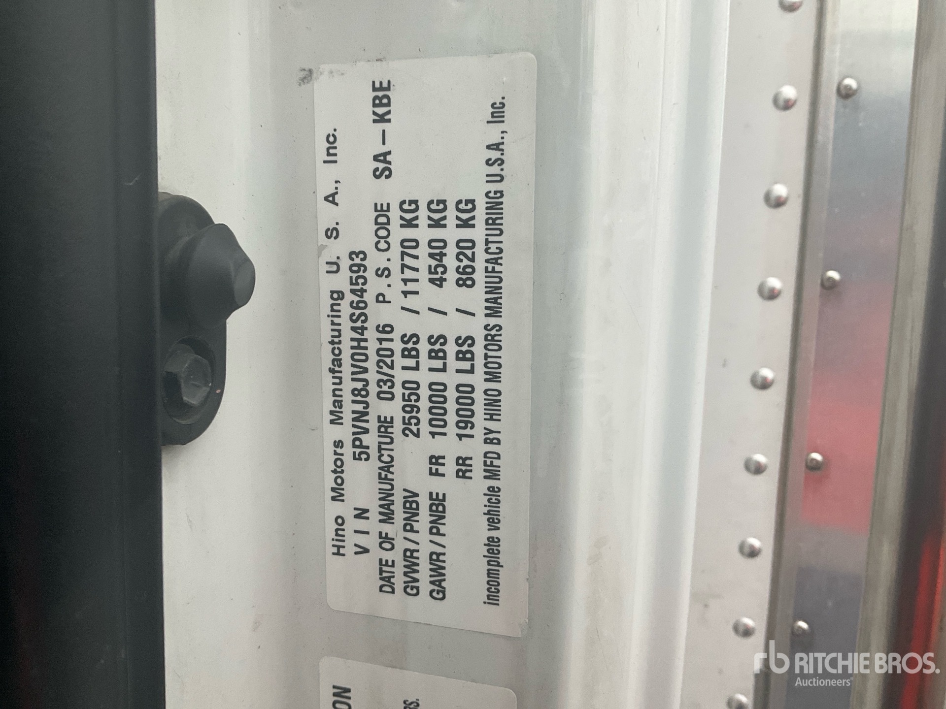 General Appearance with Serial Number / VIN