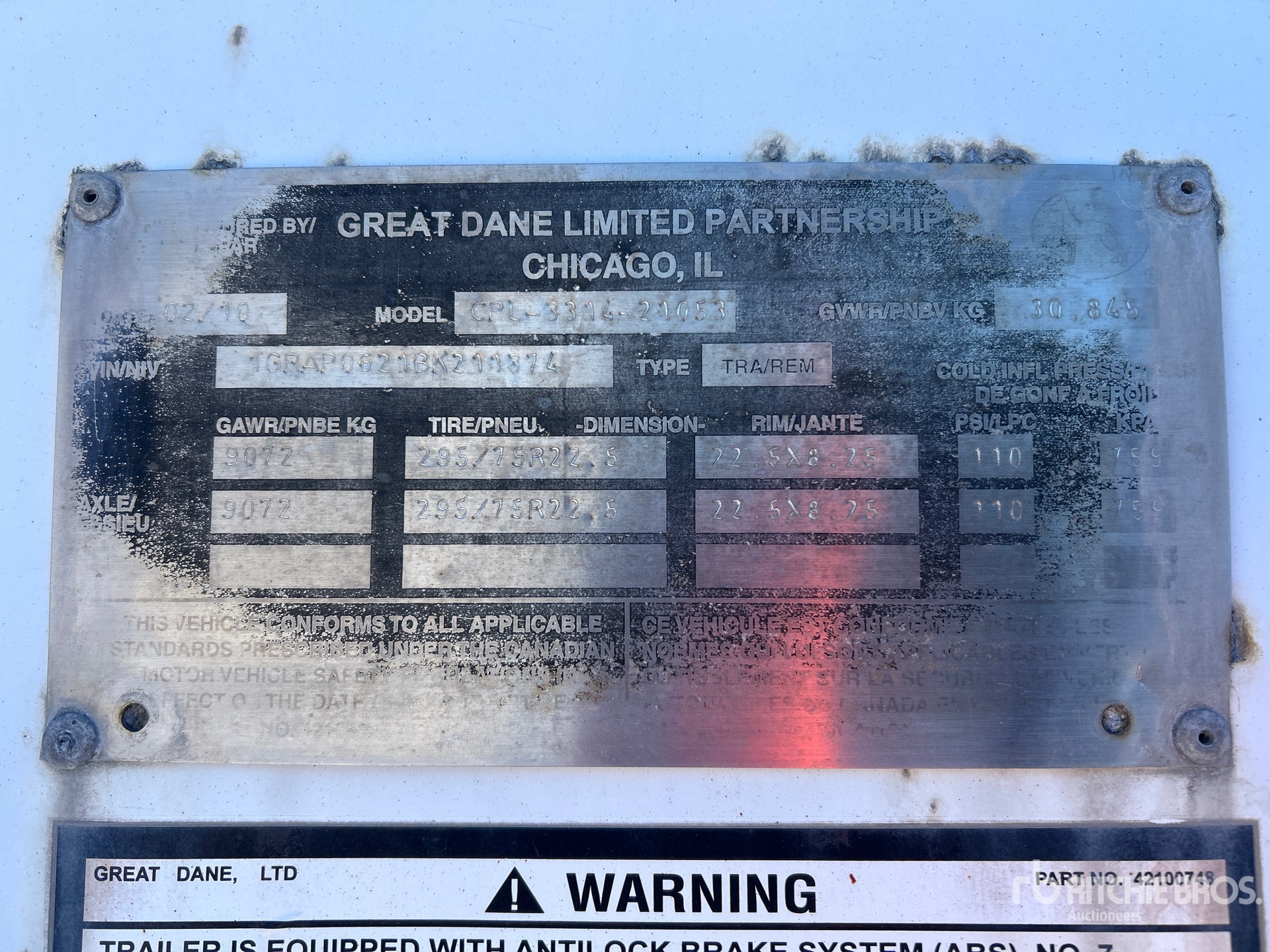 General Appearance with Serial Number / VIN