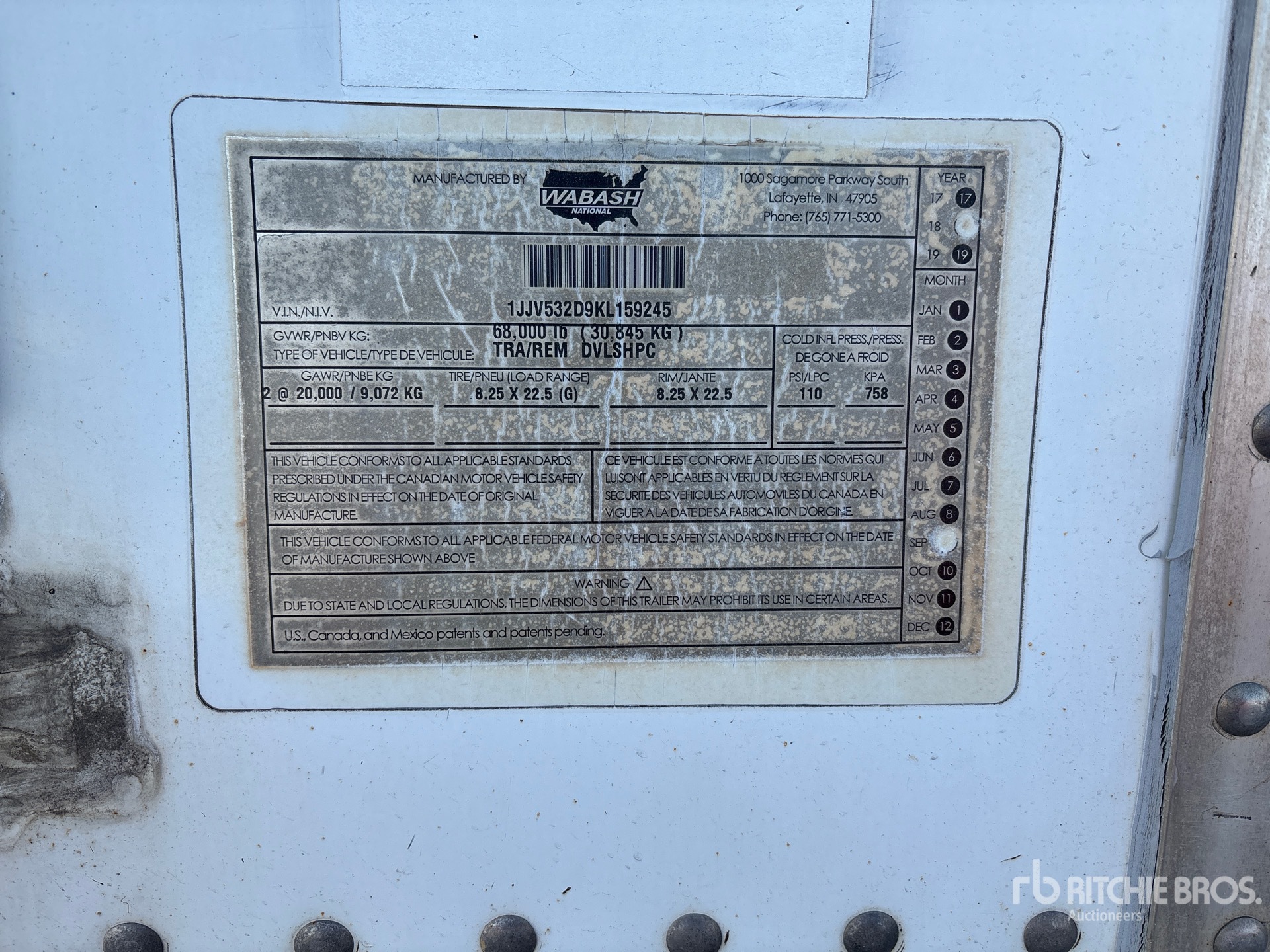 General Appearance with Serial Number / VIN