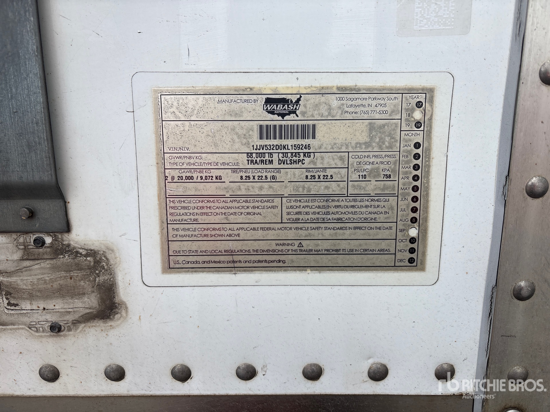 General Appearance with N.º de serie/VIN