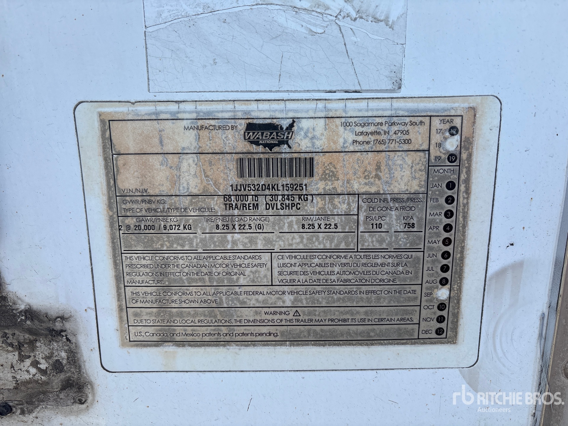 General Appearance with Serial Number / VIN