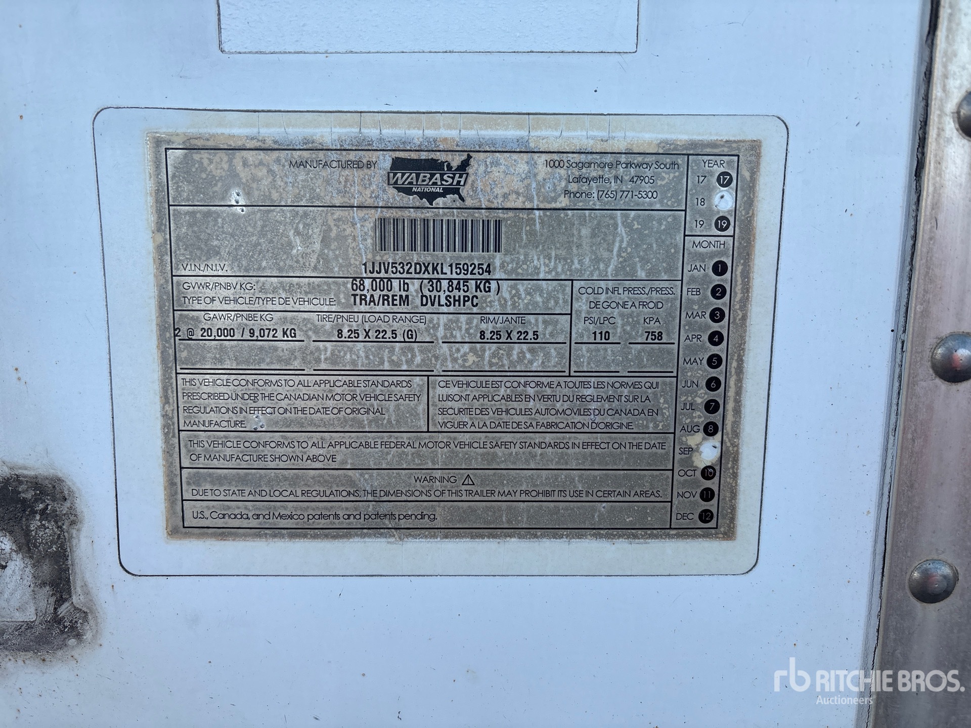 General Appearance with Serial Number / VIN