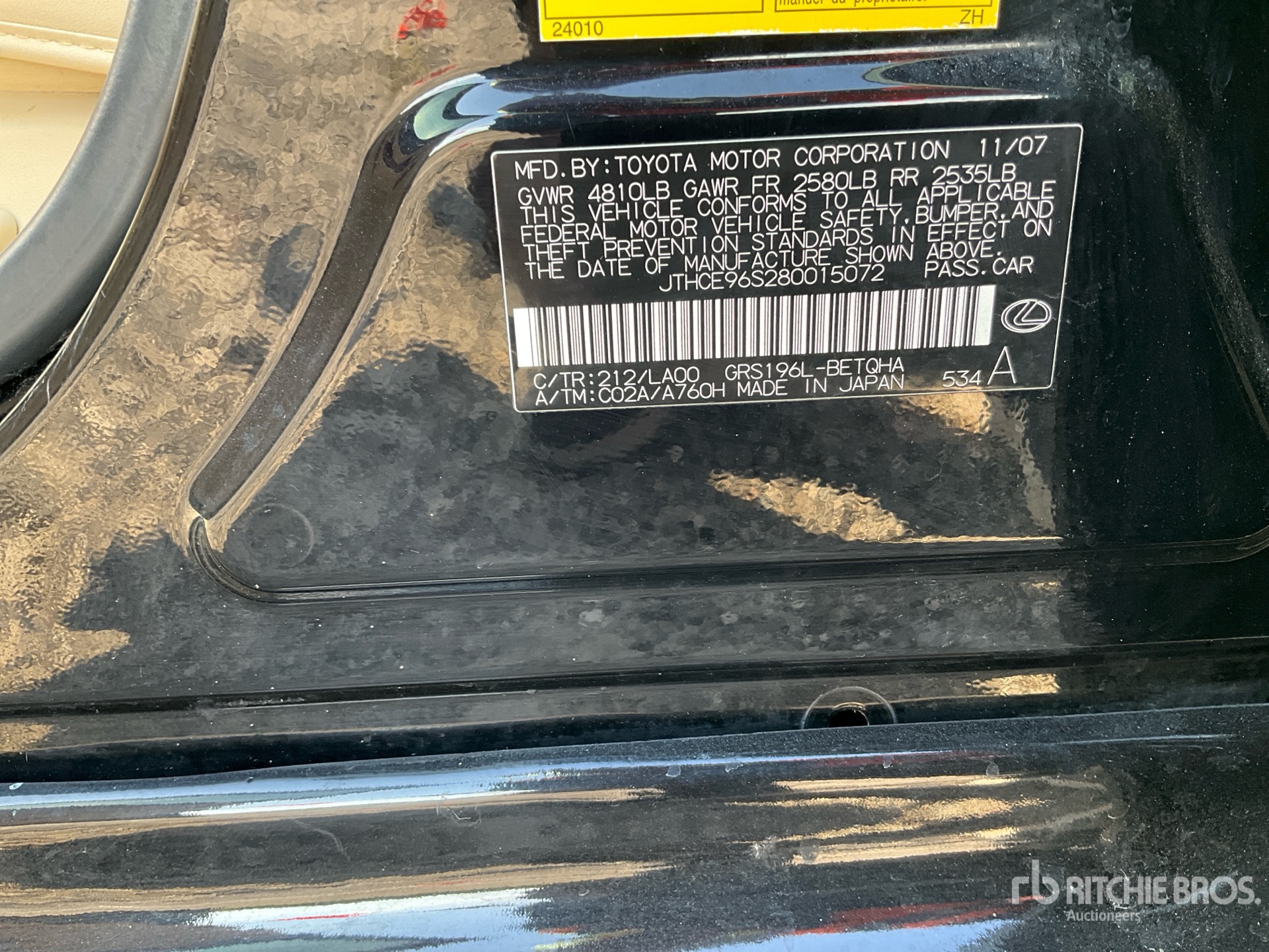 General Appearance with Serial Number / VIN