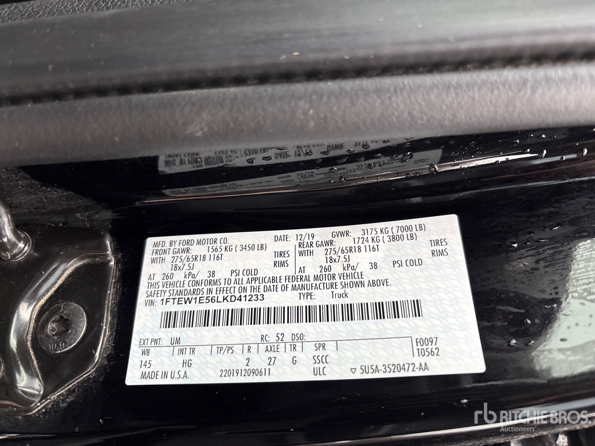 General Appearance with Serial Number / VIN