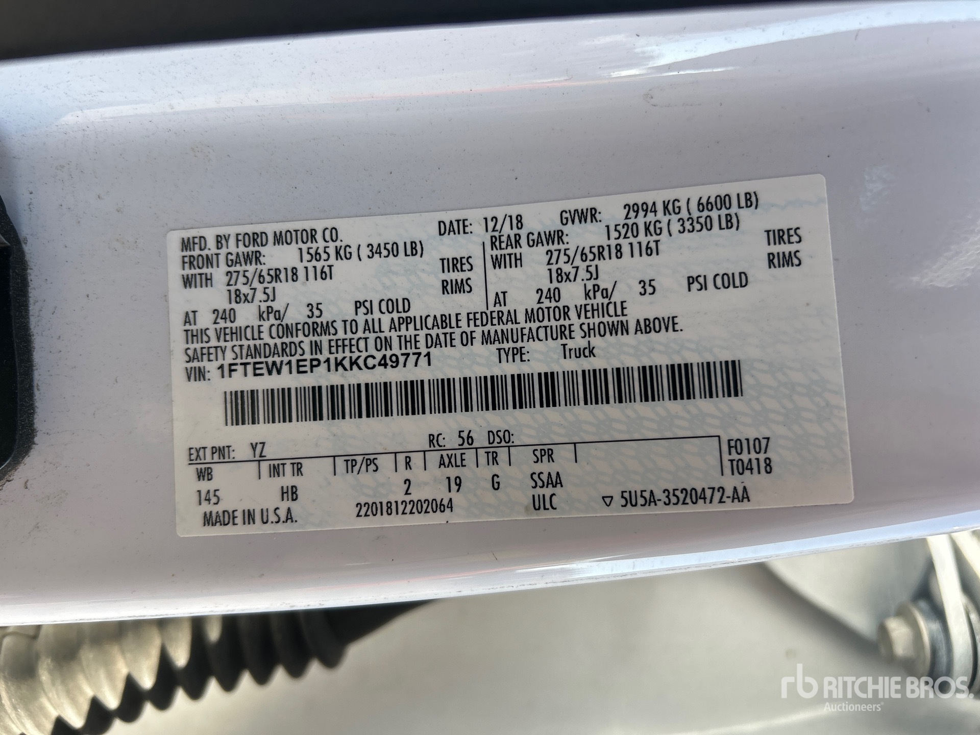 General Appearance with Serial Number / VIN