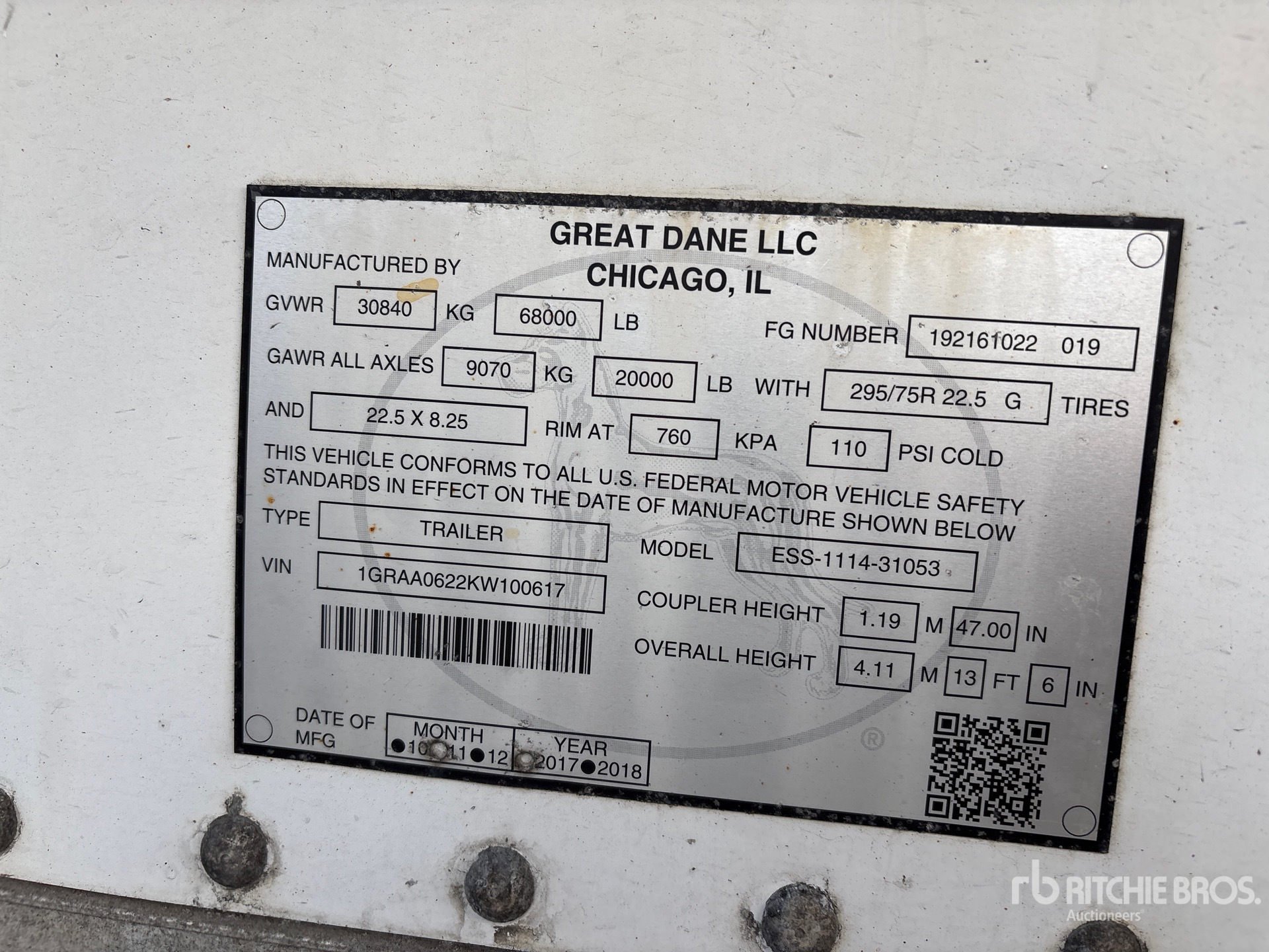 General Appearance with Serial Number / VIN