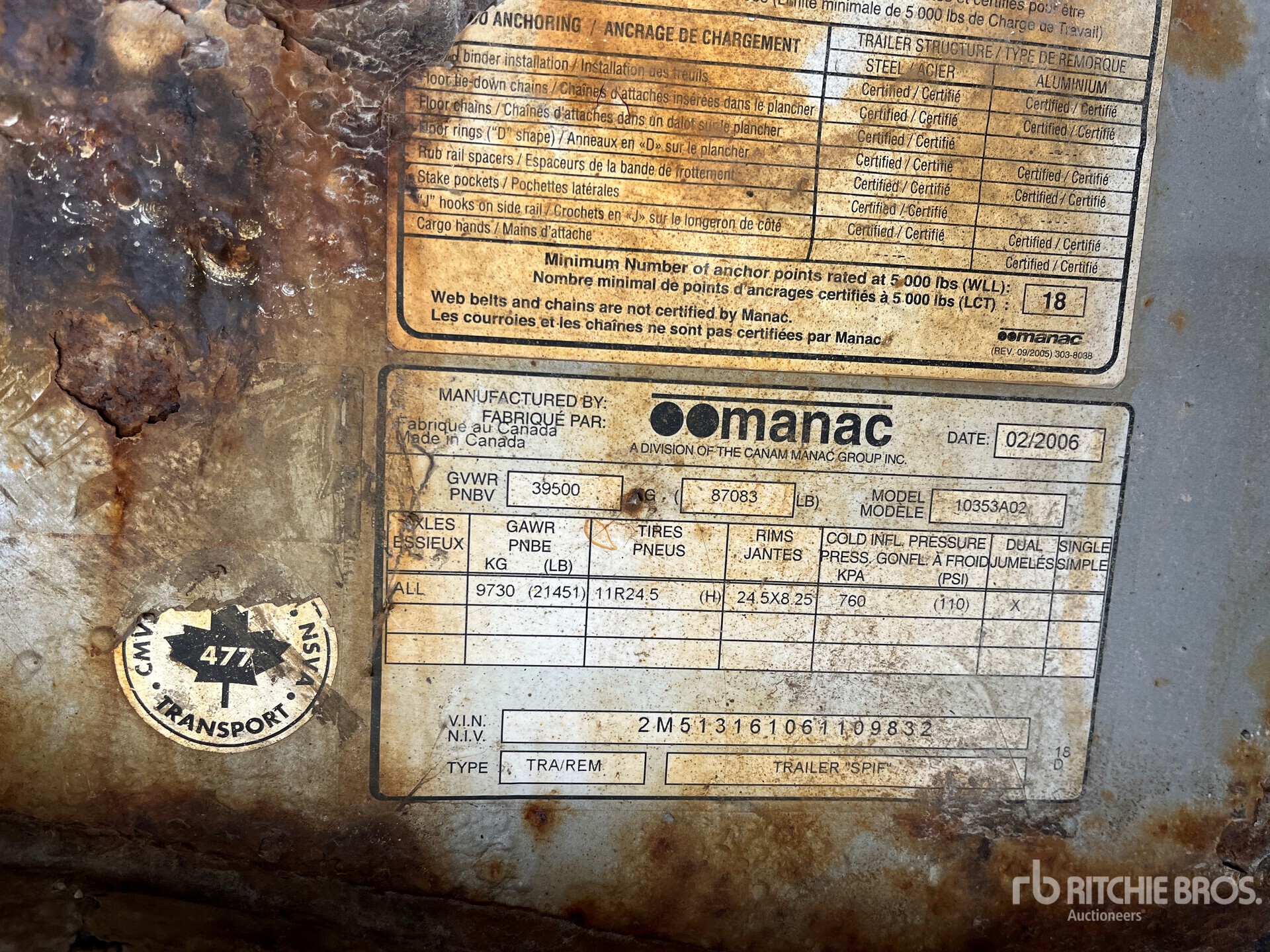 General Appearance with Serial Number / VIN