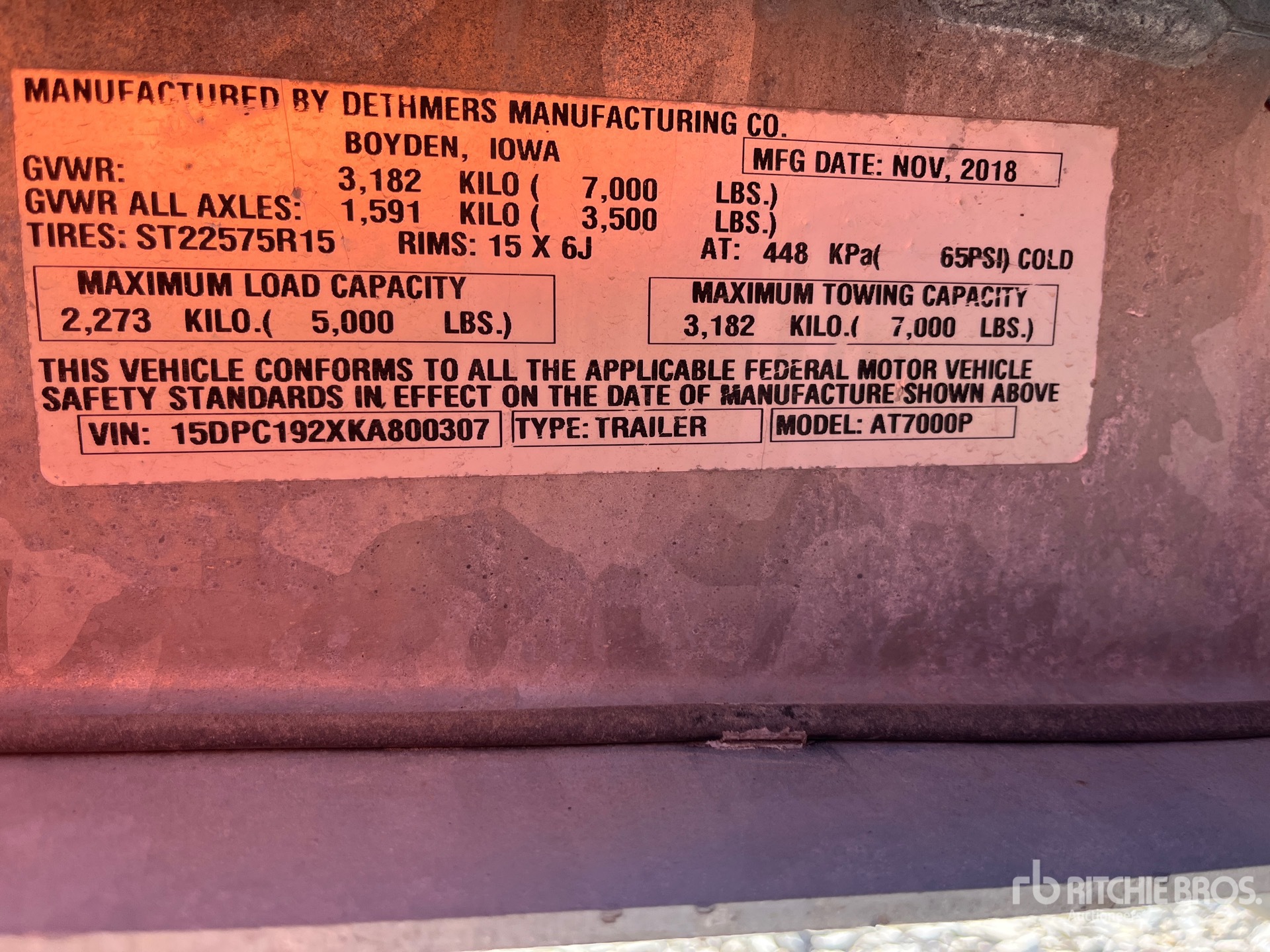 General Appearance with Serial Number / VIN