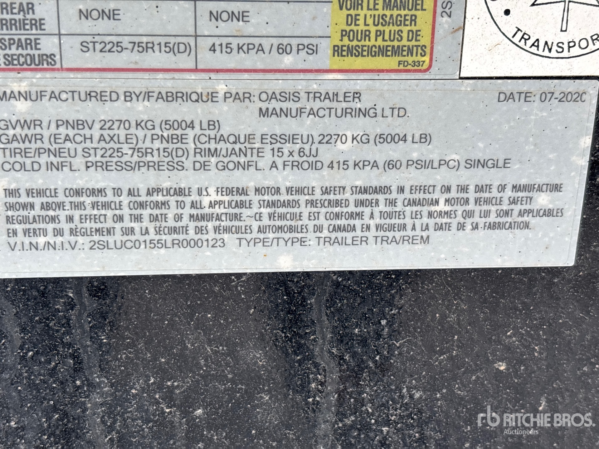 General Appearance with Serial Number / VIN