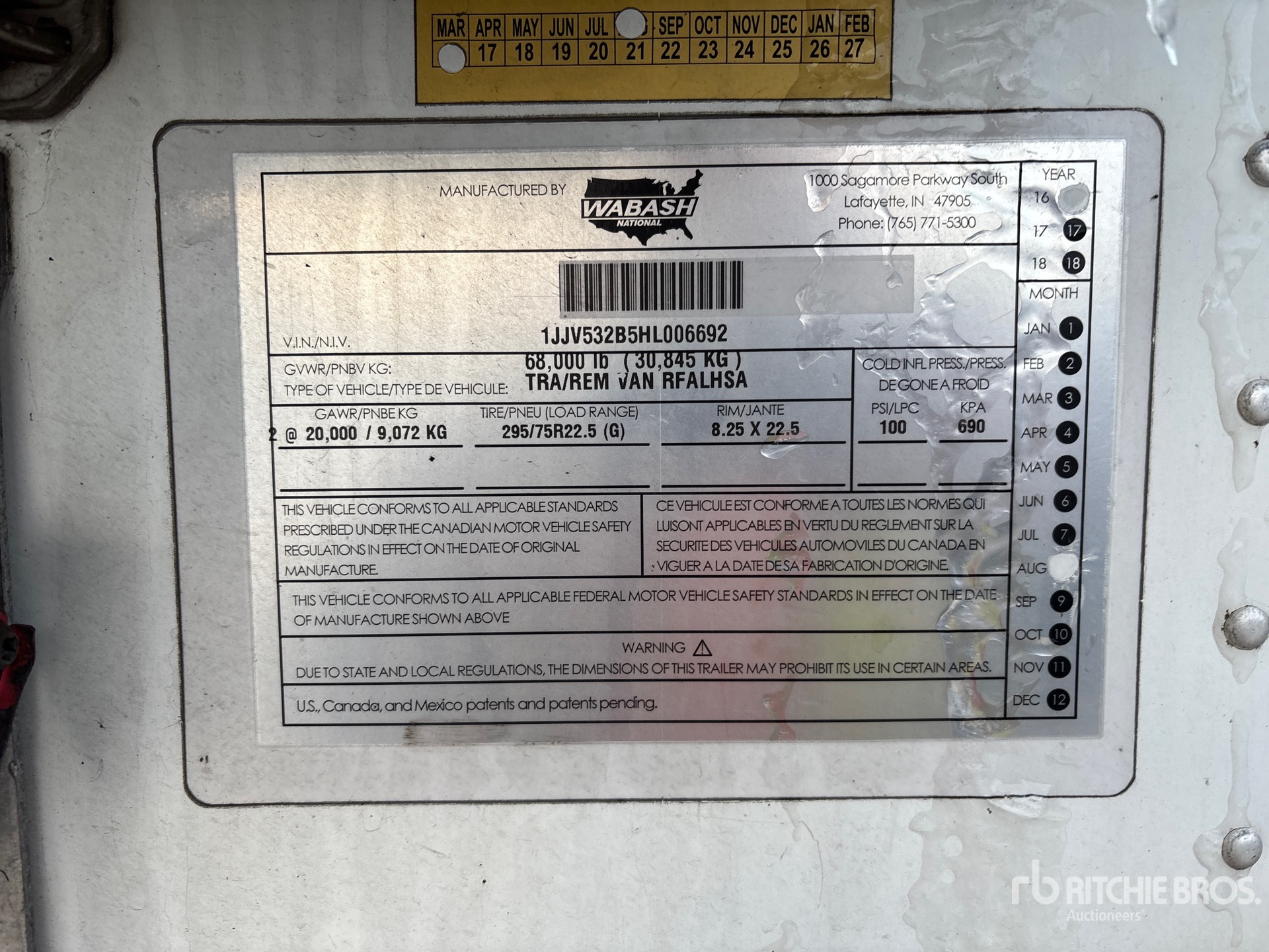 General Appearance with Serial Number / VIN