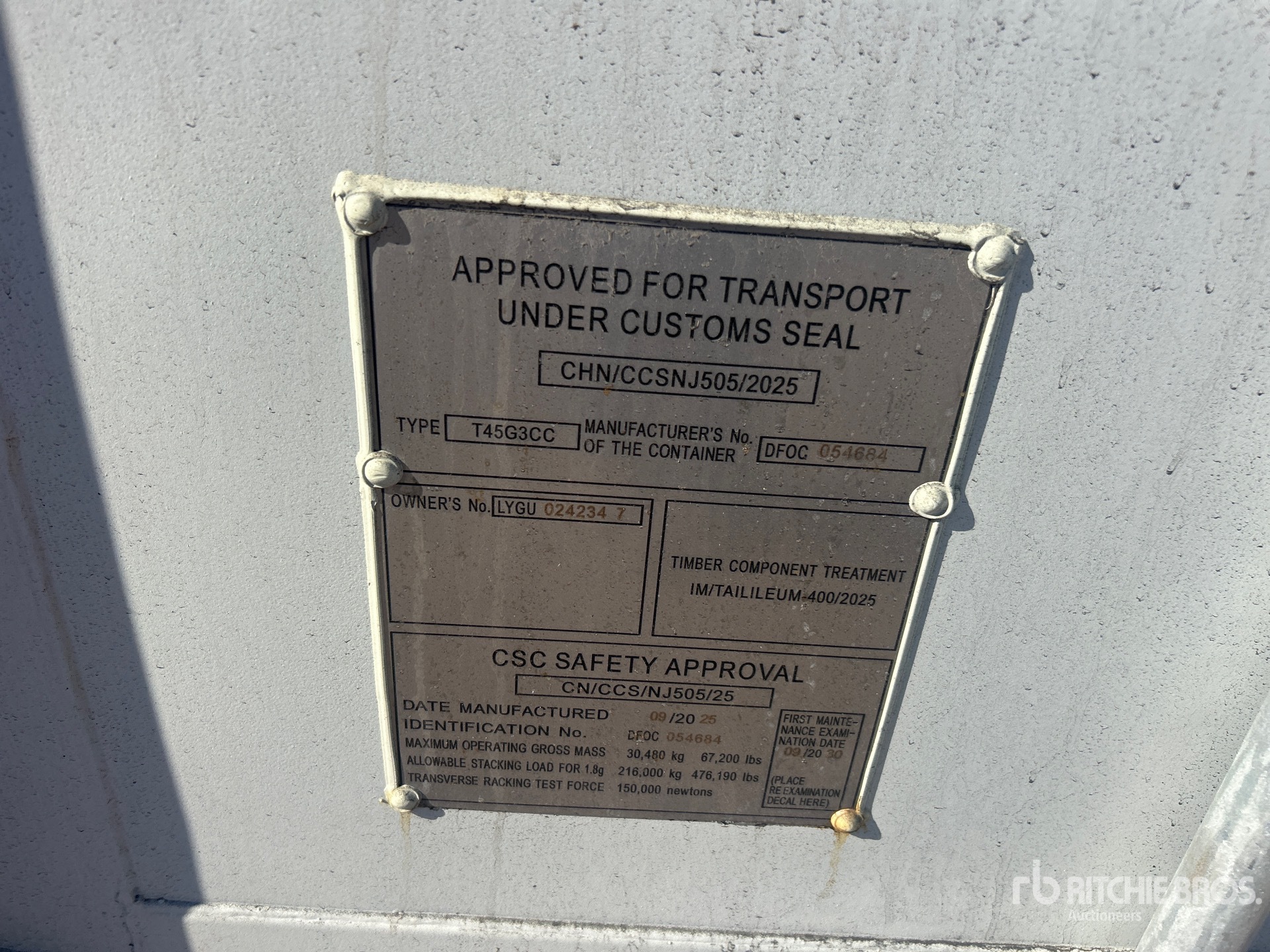 General Appearance with Serial Number / VIN