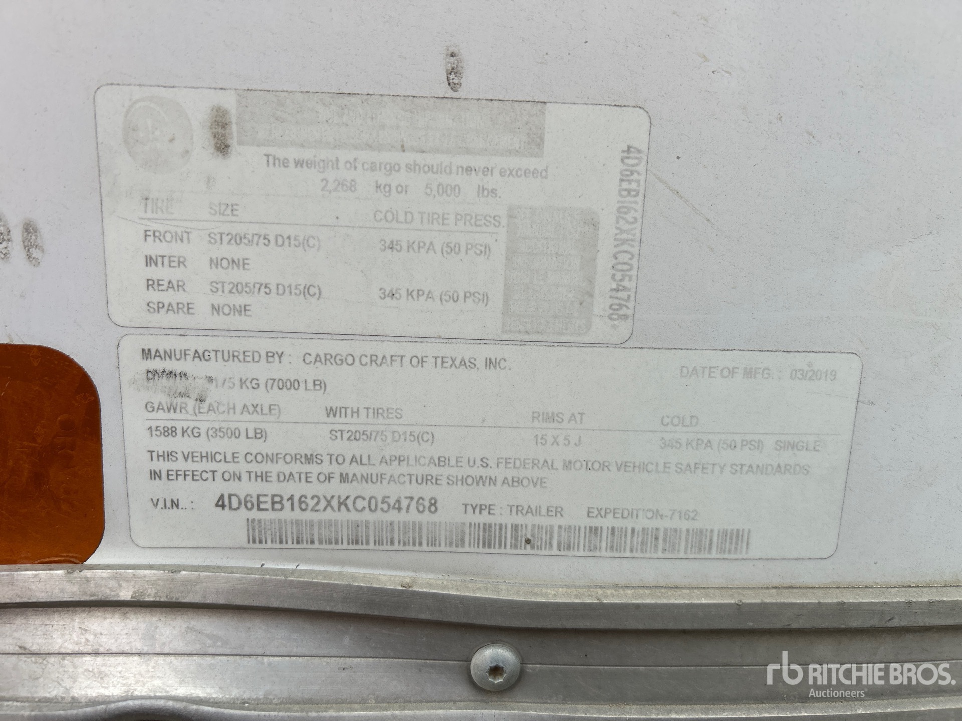 General Appearance with N.º de serie/VIN