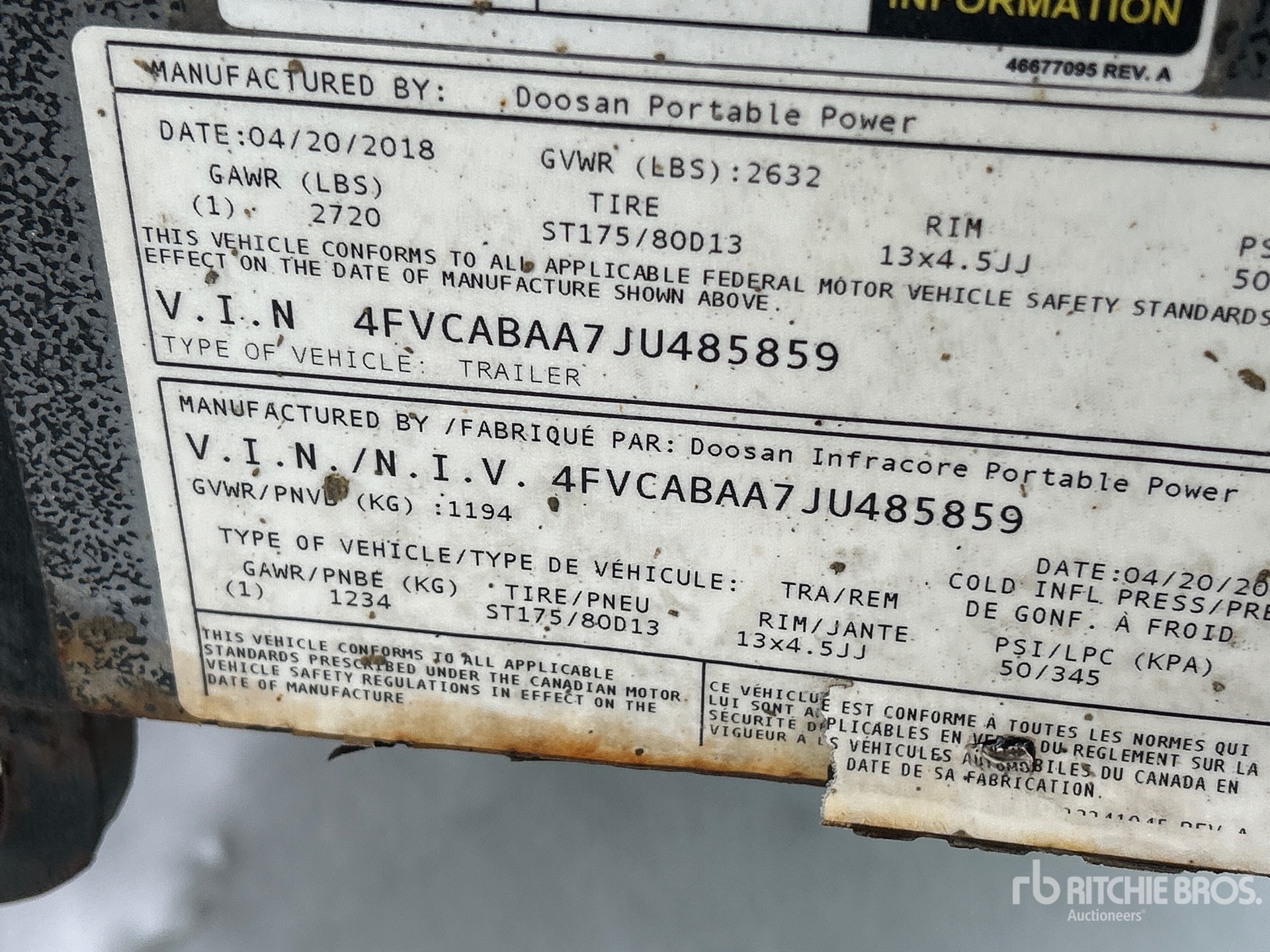 General Appearance with N.º de serie/VIN