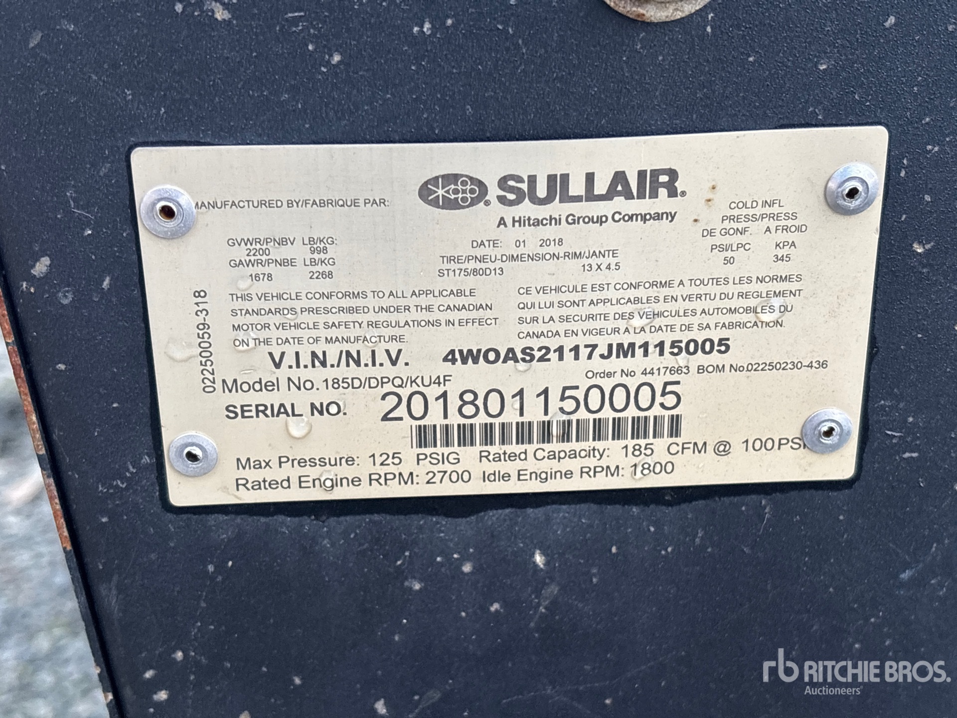 General Appearance with Serial Number / VIN