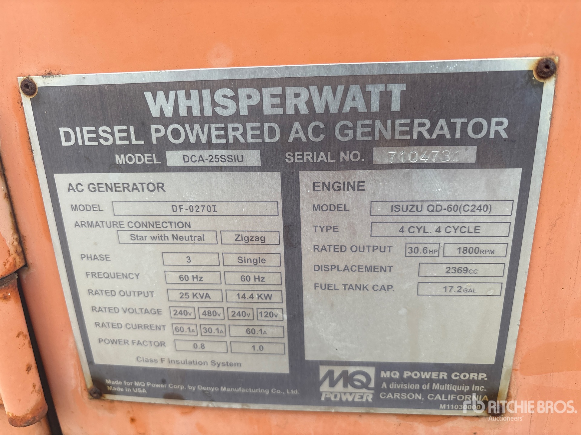 General Appearance with Serial Number / VIN