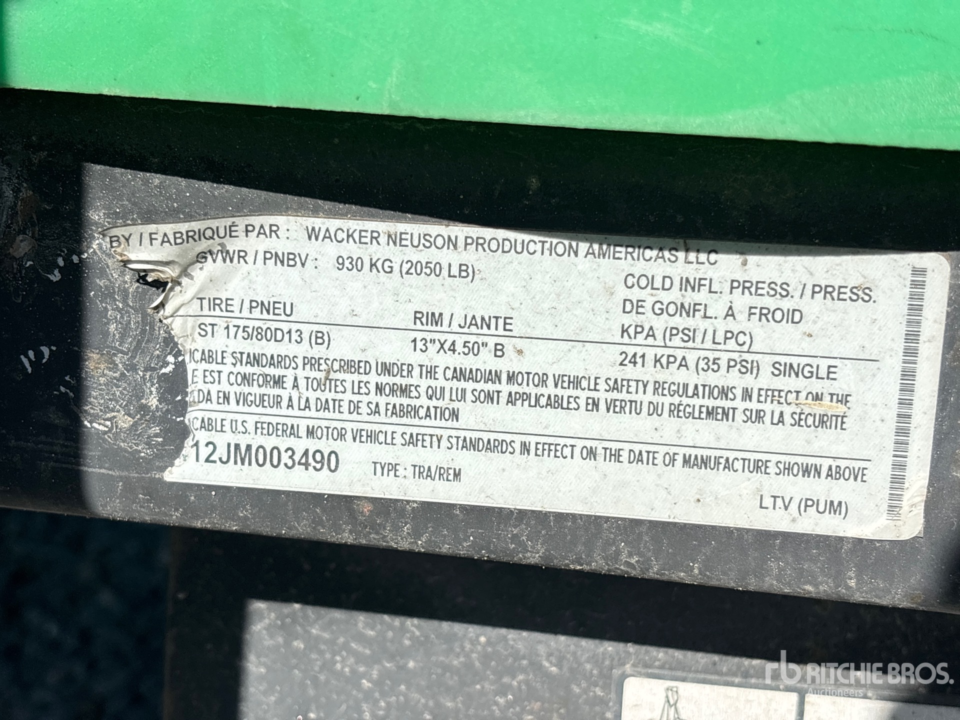 General Appearance with Serial Number / VIN