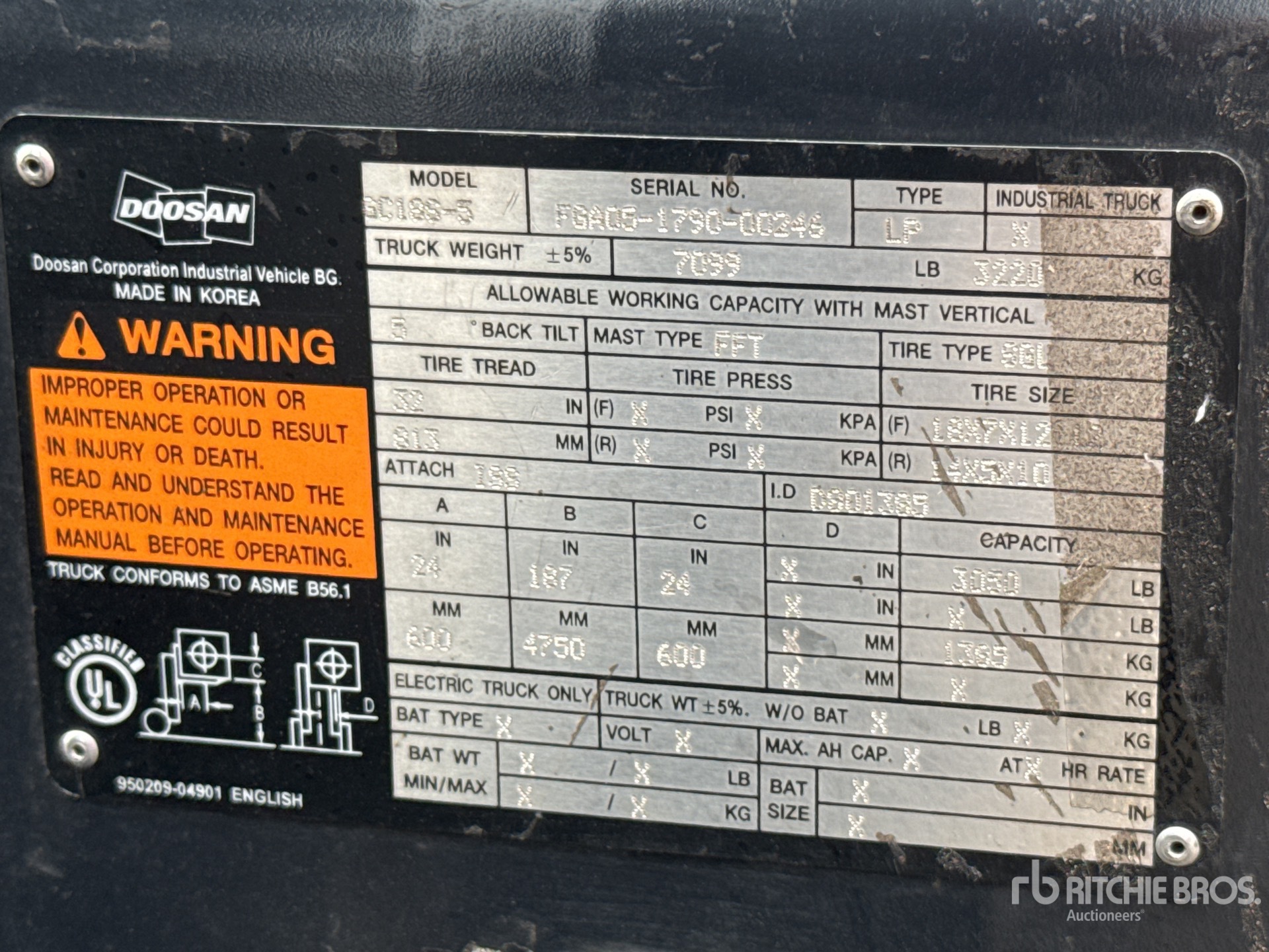 General Appearance with Serial Number / VIN